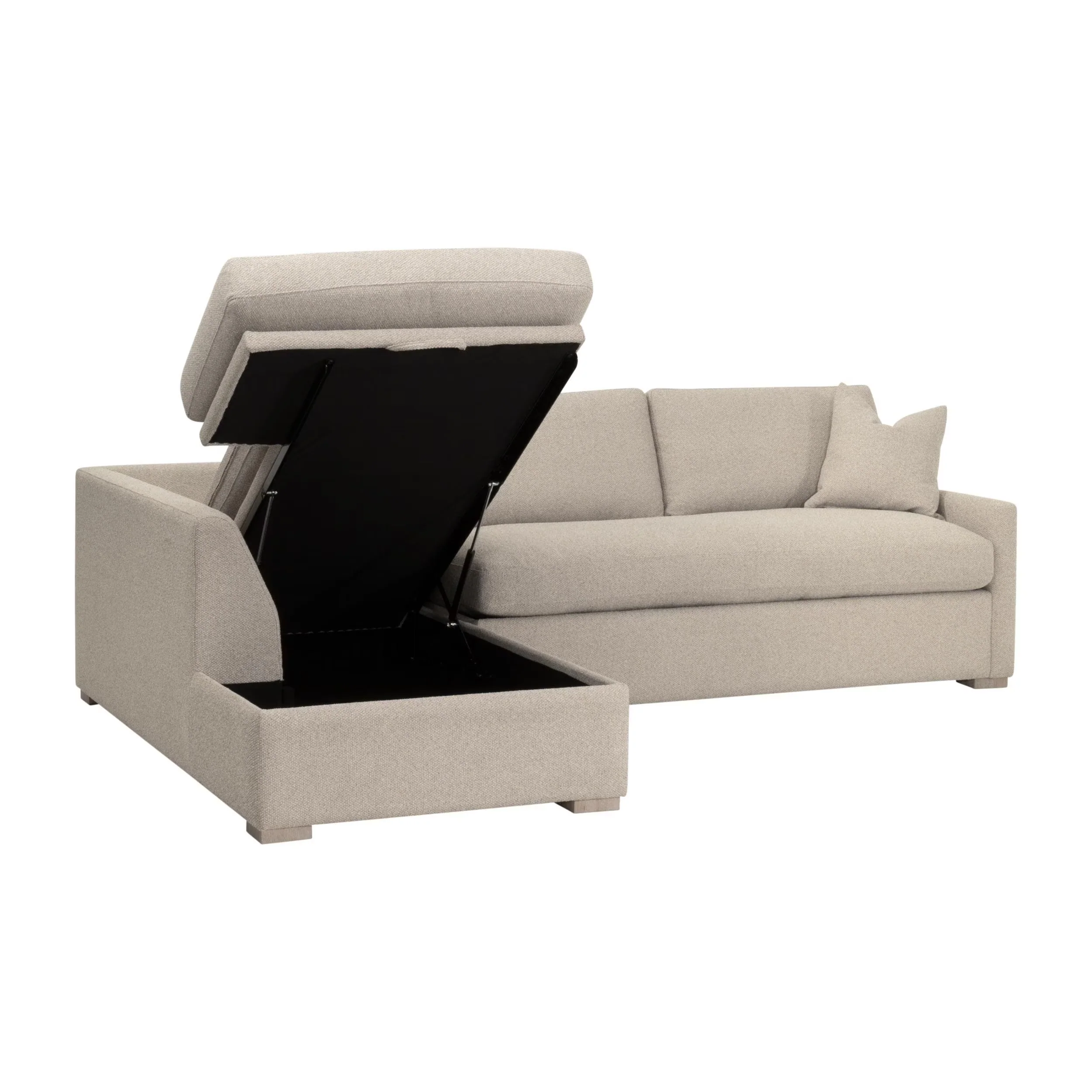 Essentials For Living Clara 112” Slim Arm Sleeper Queen LF Sectional ~ LiveSmart Gellar Jute, Natural Gray Oak - Image 14