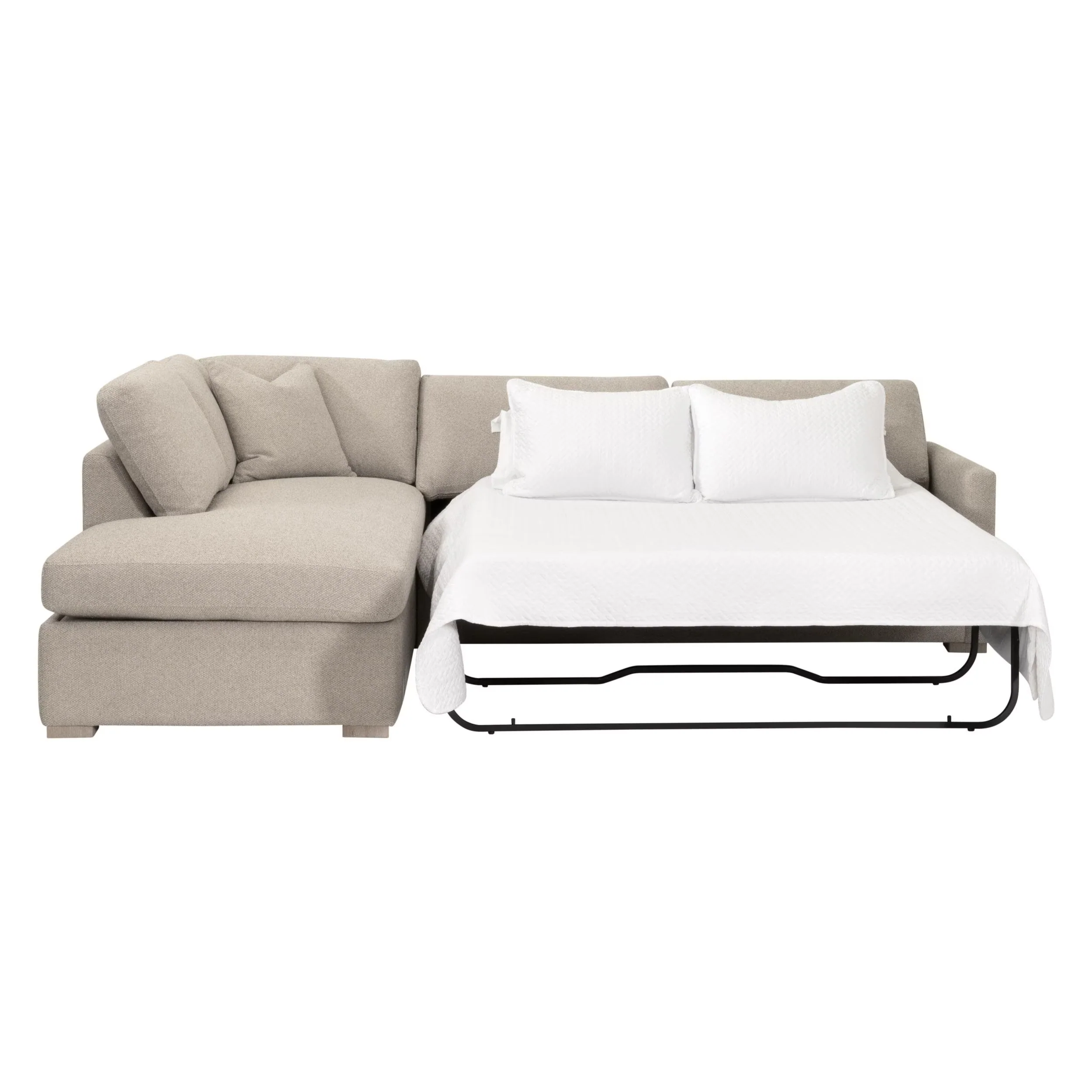 Essentials For Living Clara 112” Slim Arm Sleeper Queen LF Sectional ~ LiveSmart Gellar Jute, Natural Gray Oak - Image 2