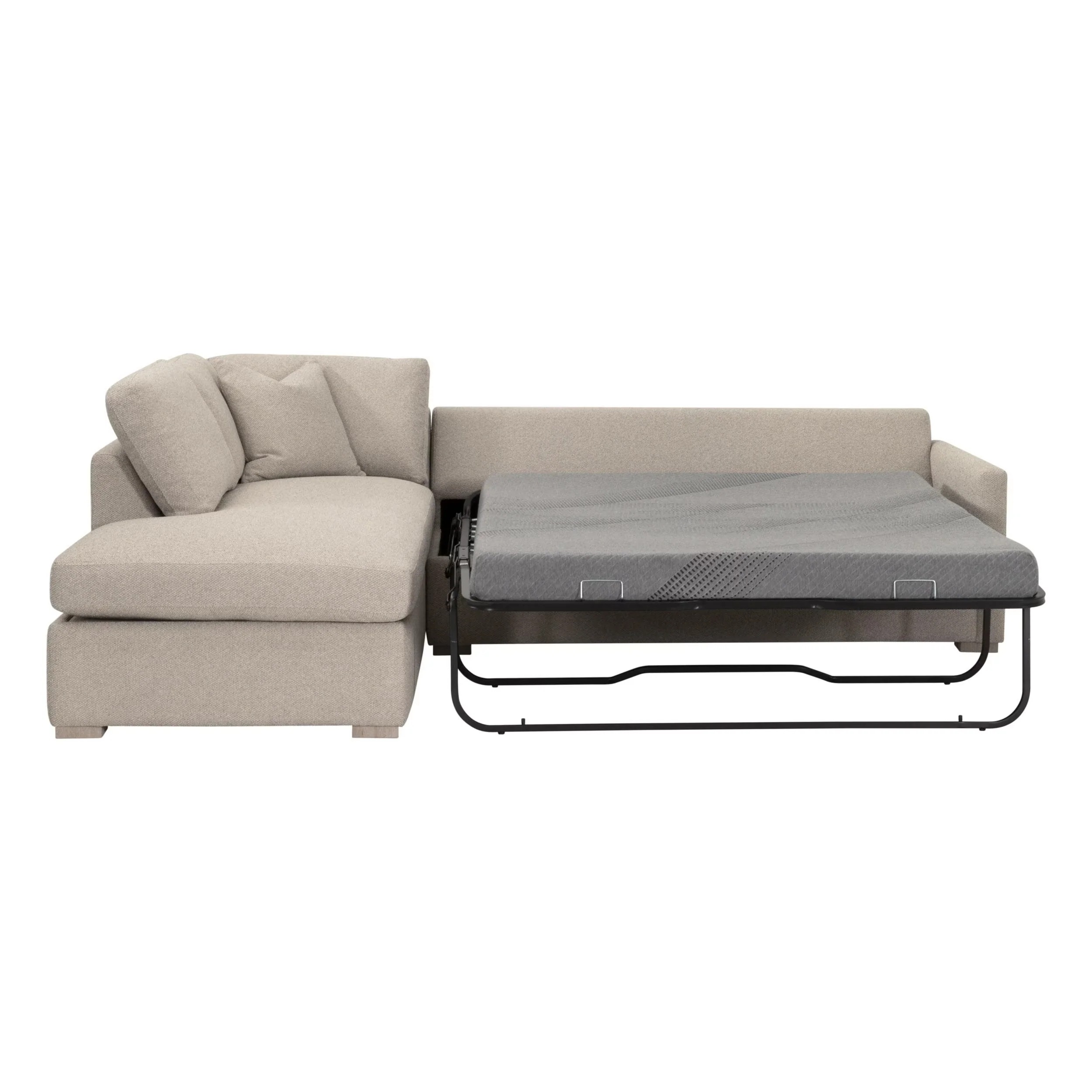 Essentials For Living Clara 112” Slim Arm Sleeper Queen LF Sectional ~ LiveSmart Gellar Jute, Natural Gray Oak - Image 3