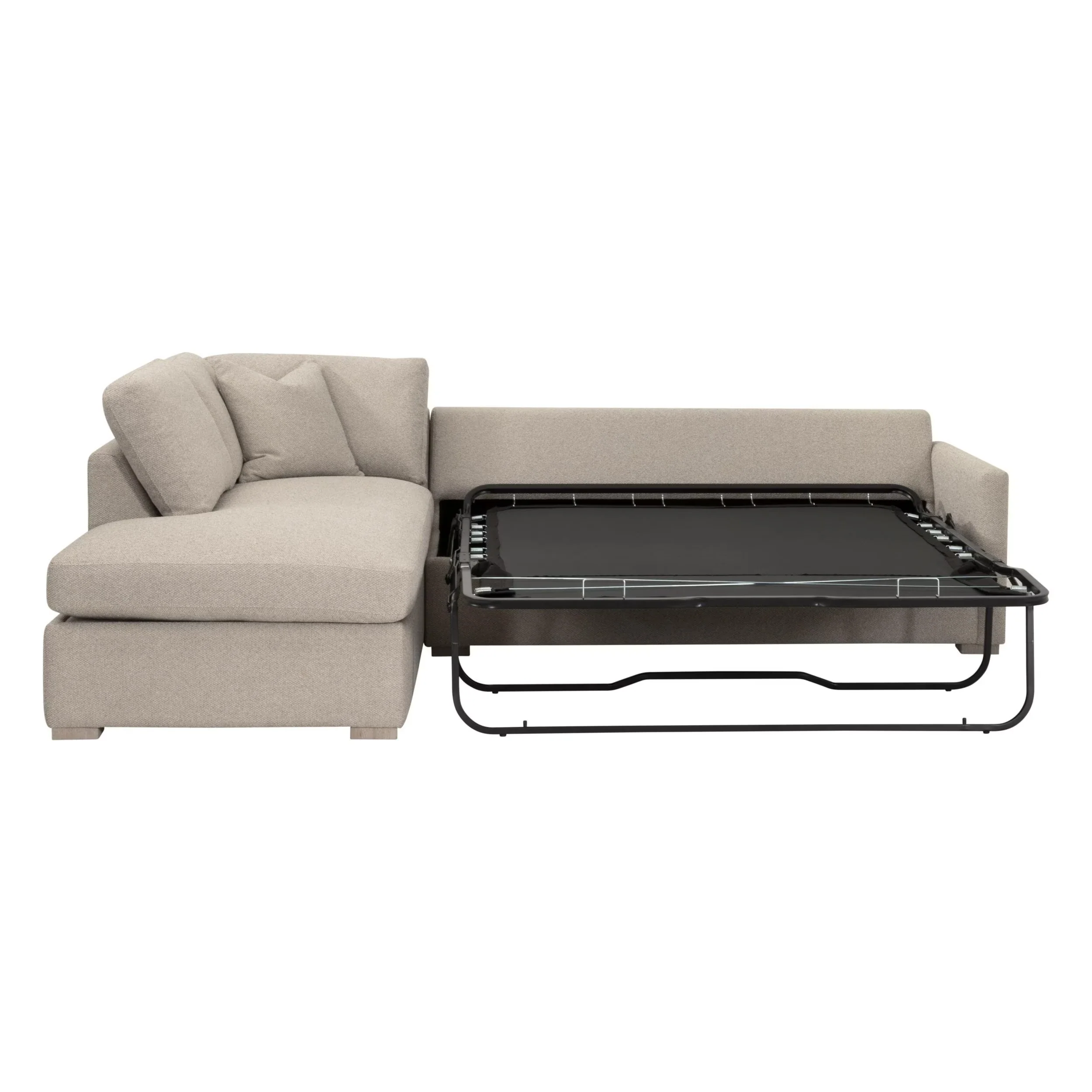 Essentials For Living Clara 112” Slim Arm Sleeper Queen LF Sectional ~ LiveSmart Gellar Jute, Natural Gray Oak - Image 4