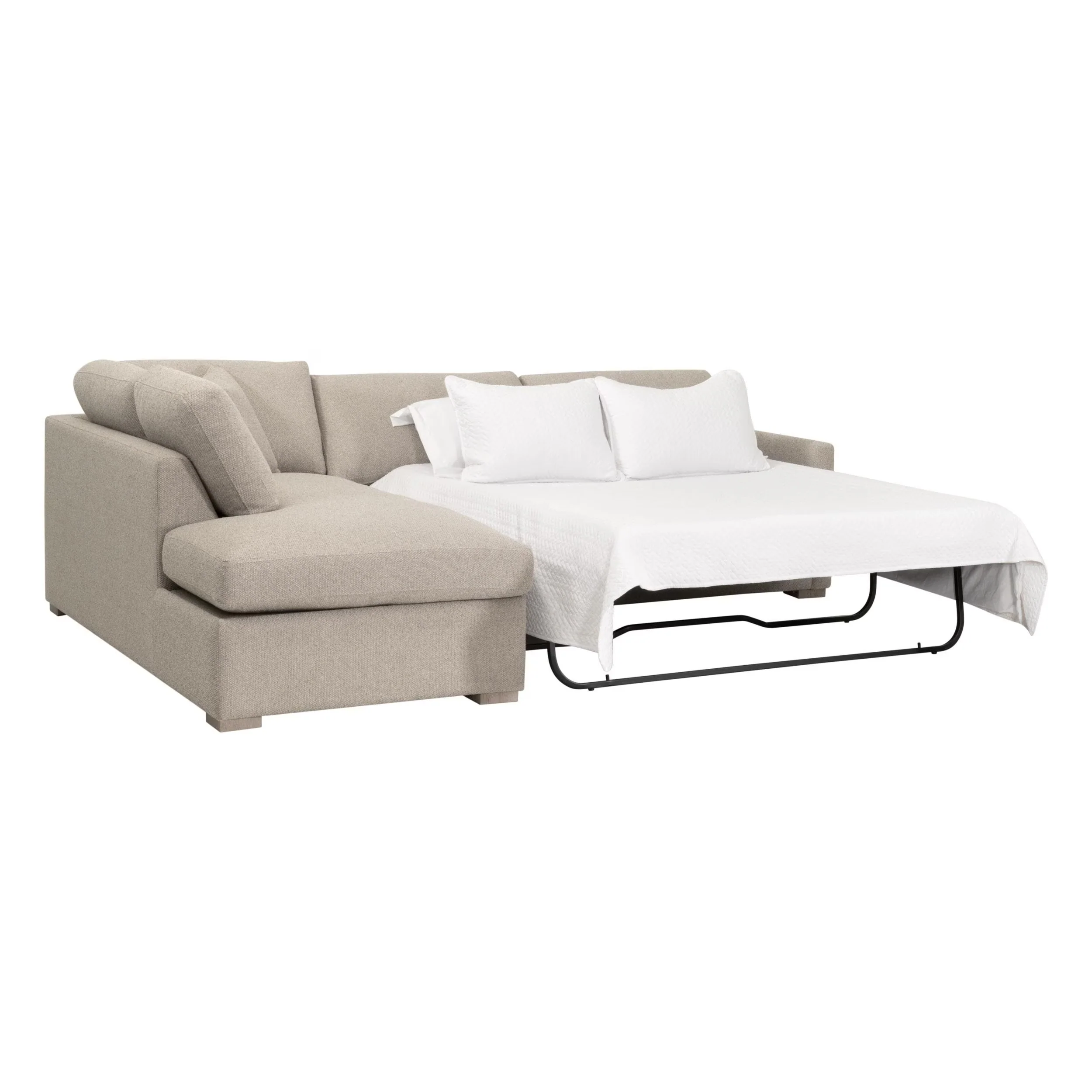Essentials For Living Clara 112” Slim Arm Sleeper Queen LF Sectional ~ LiveSmart Gellar Jute, Natural Gray Oak - Image 7