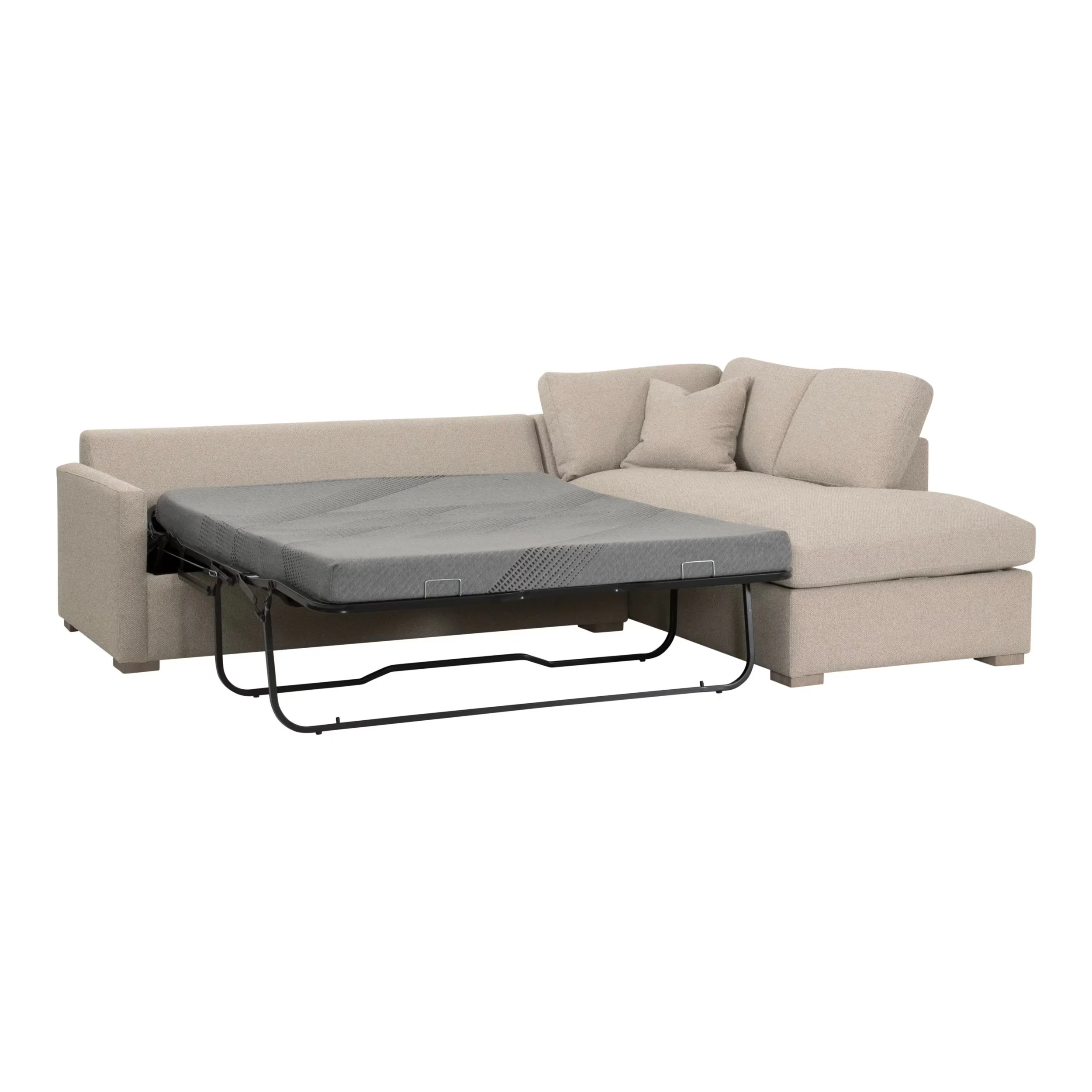 Essentials For Living Clara 112” Slim Arm Sleeper Queen RF Sectional ~ LiveSmart Gellar Jute, Natural Gray Oak - Image 10