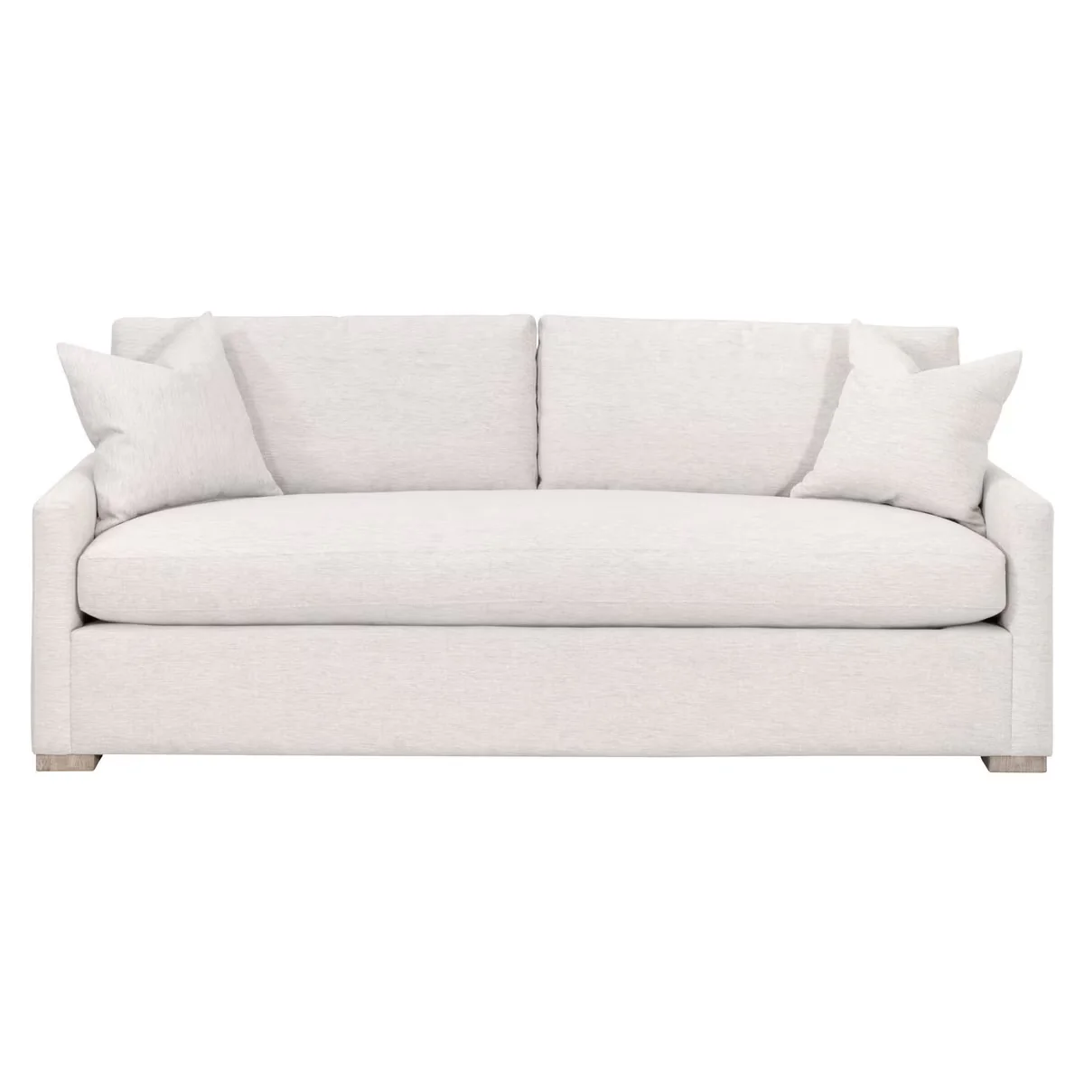 Essentials For Living Clara 86” Arm Queen Sleeper Sofa ~ Performance Stone Basketweave, Natural Gray Oak