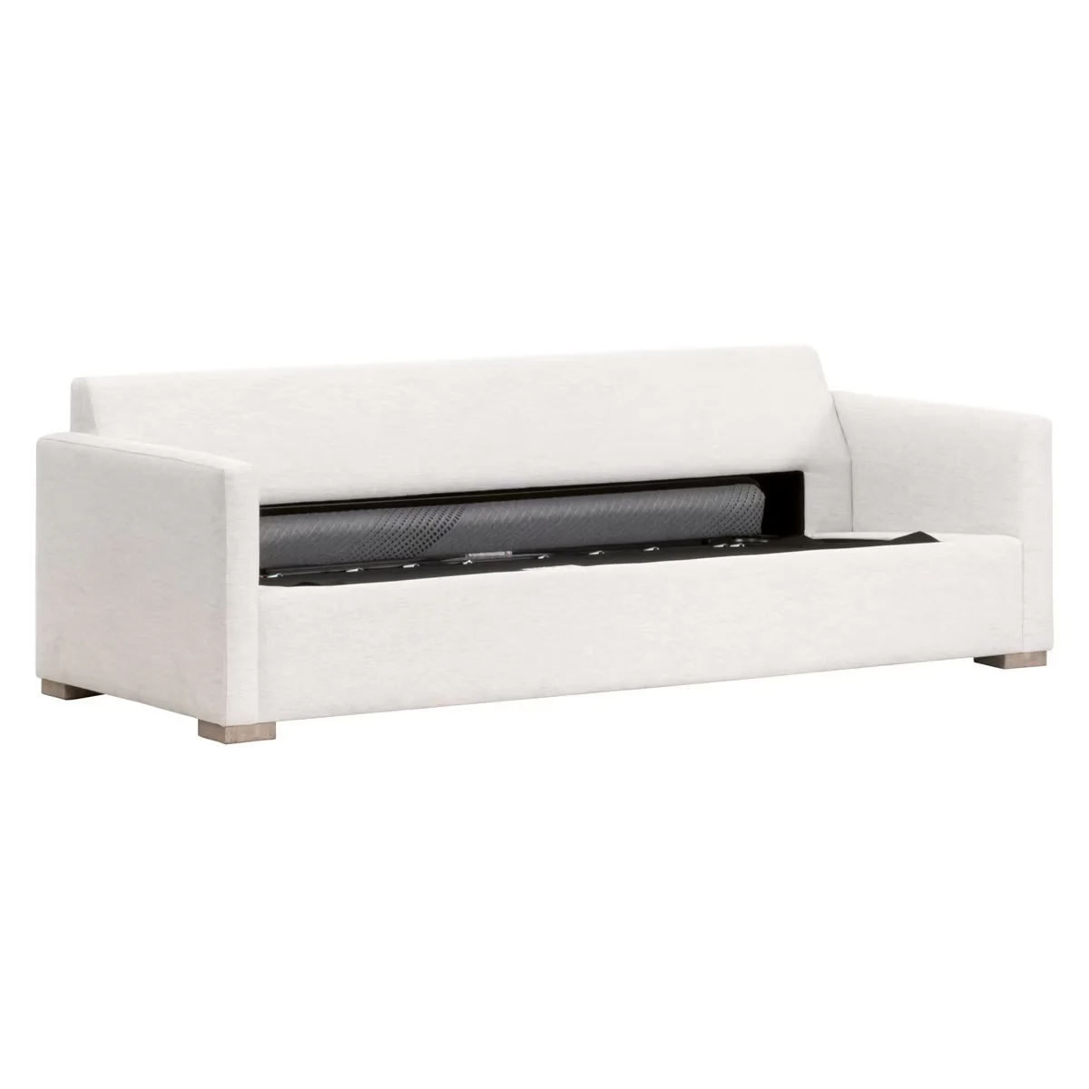 Essentials For Living Clara 86” Arm Queen Sleeper Sofa ~ Performance Stone Basketweave, Natural Gray Oak - Image 10