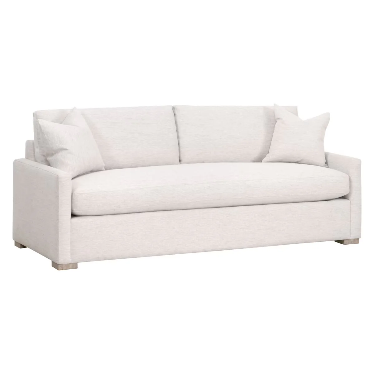 Essentials For Living Clara 86” Arm Queen Sleeper Sofa ~ Performance Stone Basketweave, Natural Gray Oak - Image 11
