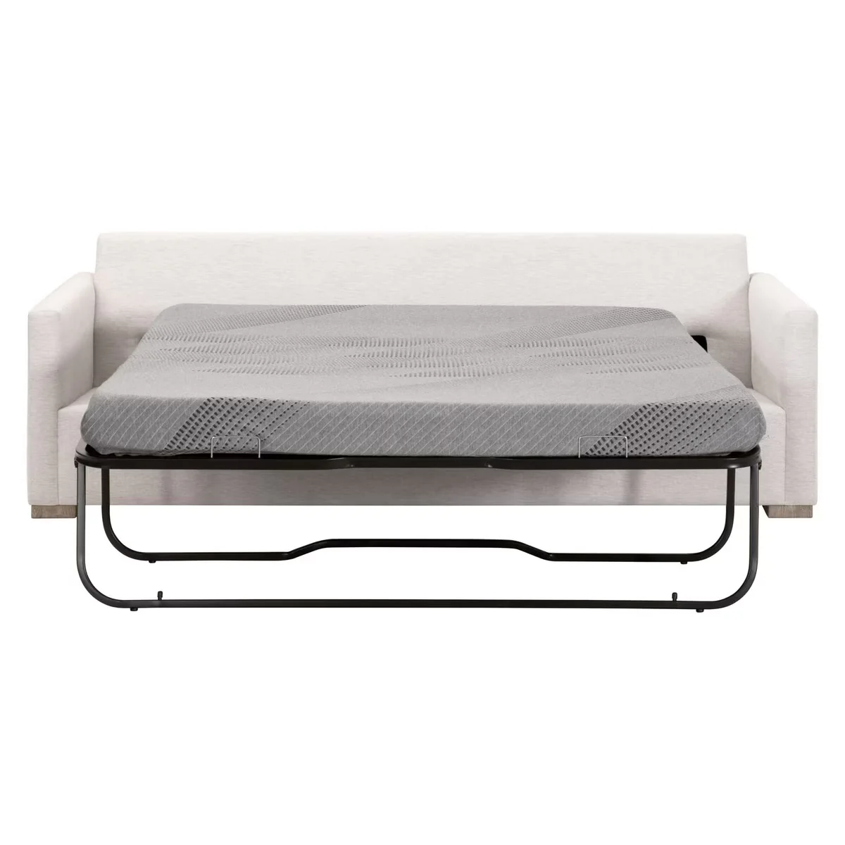 Essentials For Living Clara 86” Arm Queen Sleeper Sofa ~ Performance Stone Basketweave, Natural Gray Oak - Image 4
