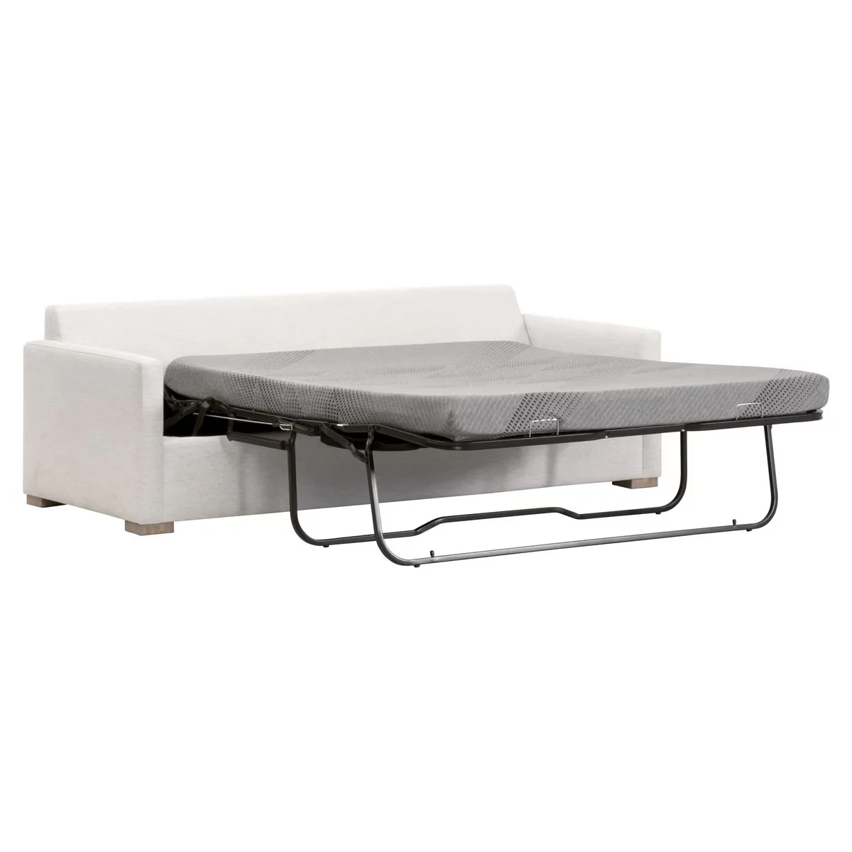 Essentials For Living Clara 86” Arm Queen Sleeper Sofa ~ Performance Stone Basketweave, Natural Gray Oak - Image 6