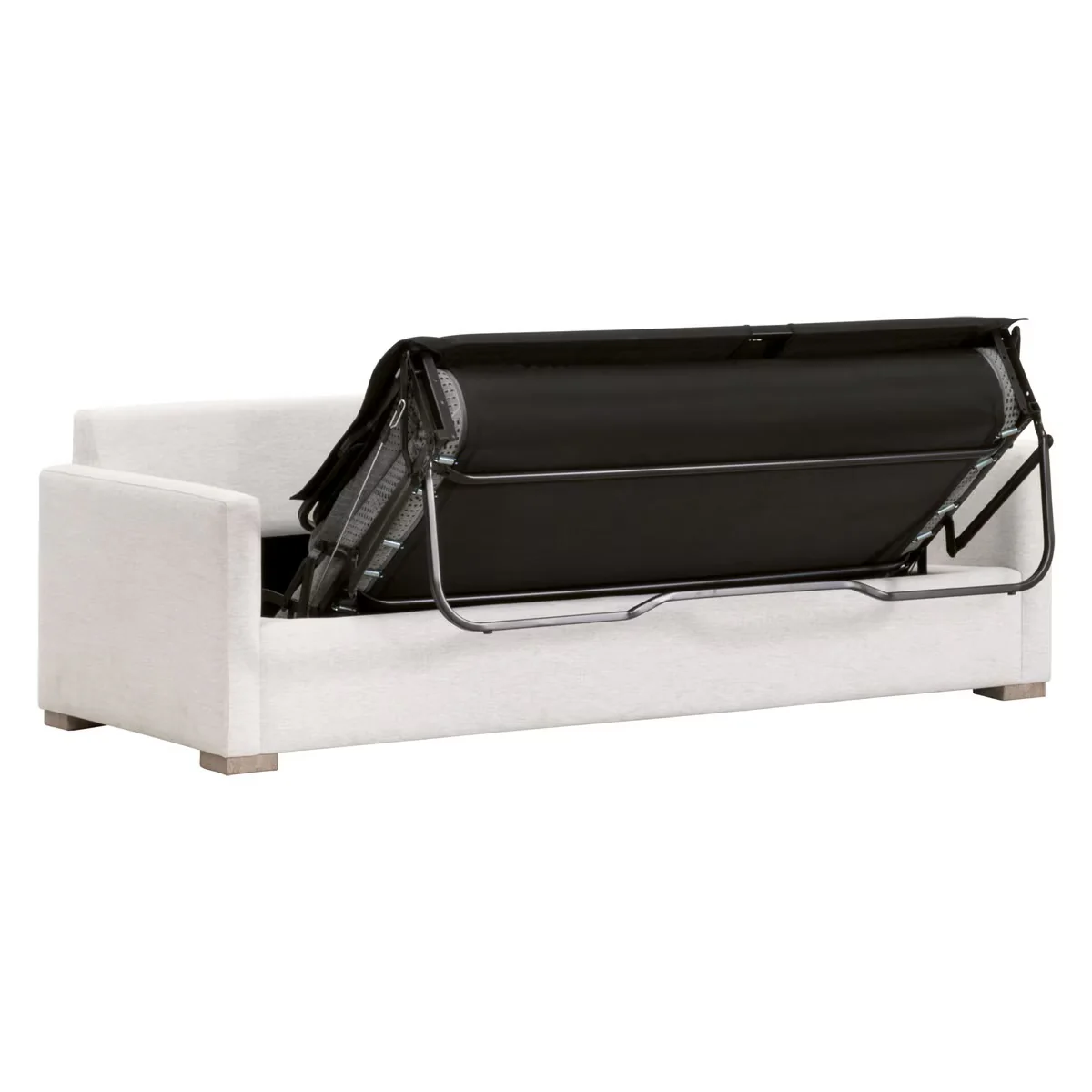 Essentials For Living Clara 86” Arm Queen Sleeper Sofa ~ Performance Stone Basketweave, Natural Gray Oak - Image 8