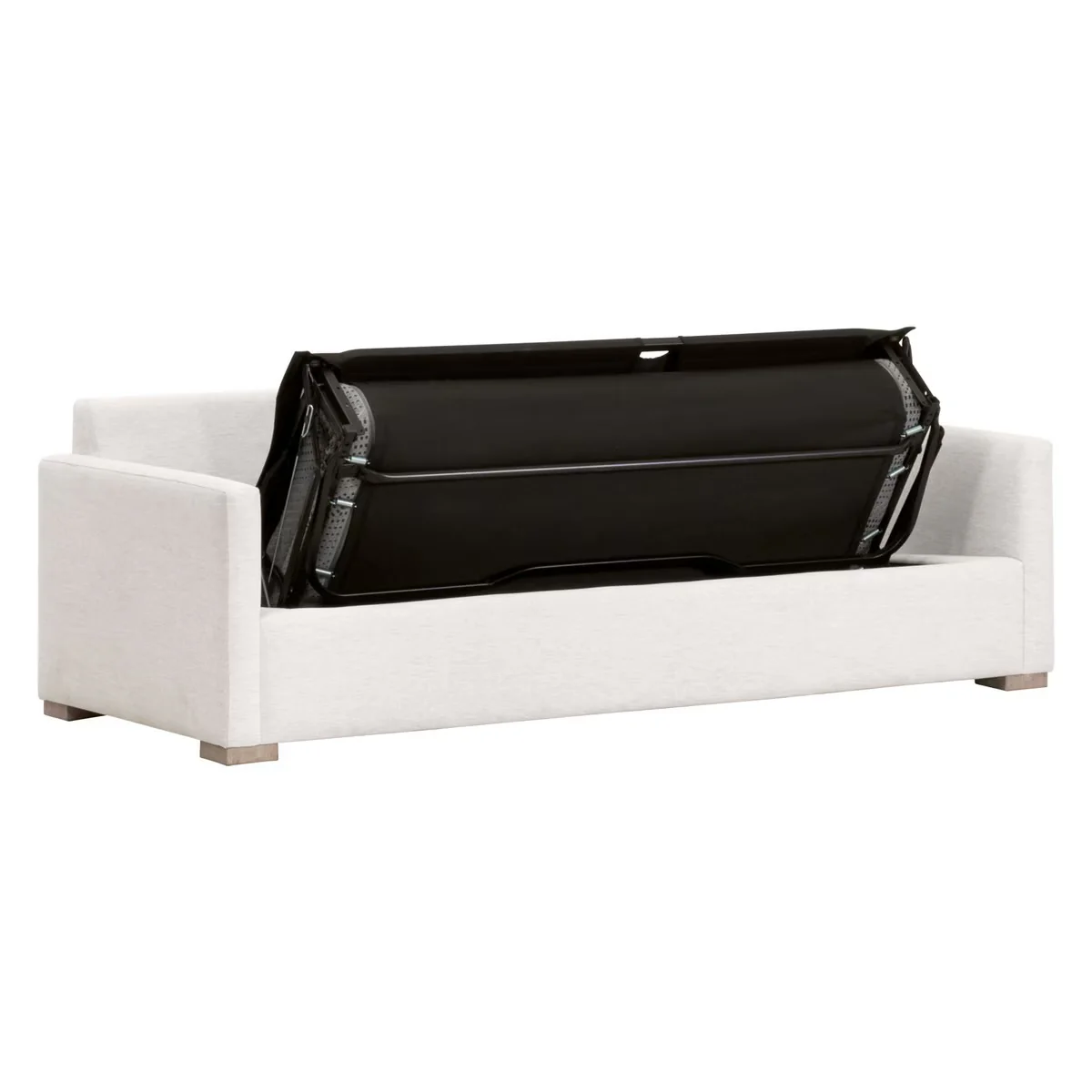 Essentials For Living Clara 86” Arm Queen Sleeper Sofa ~ Performance Stone Basketweave, Natural Gray Oak - Image 9