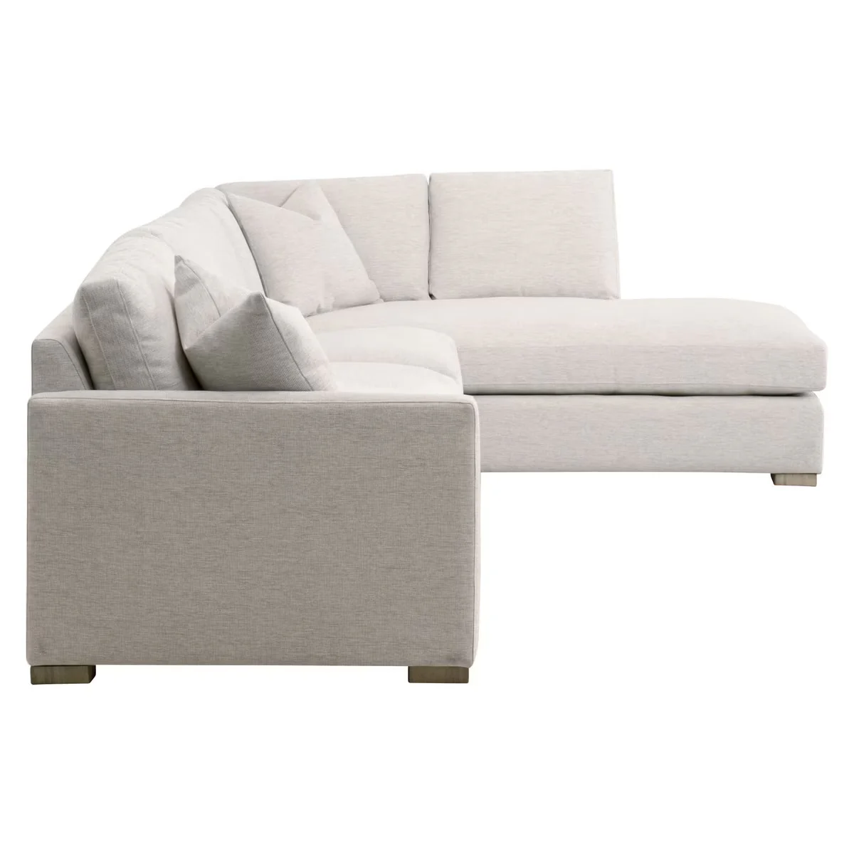Essentials For Living Clara Modular 2-Seat Left Slim Arm Sofa ~ Performance Stone Basketweave, Natural Gray Oak - Image 9