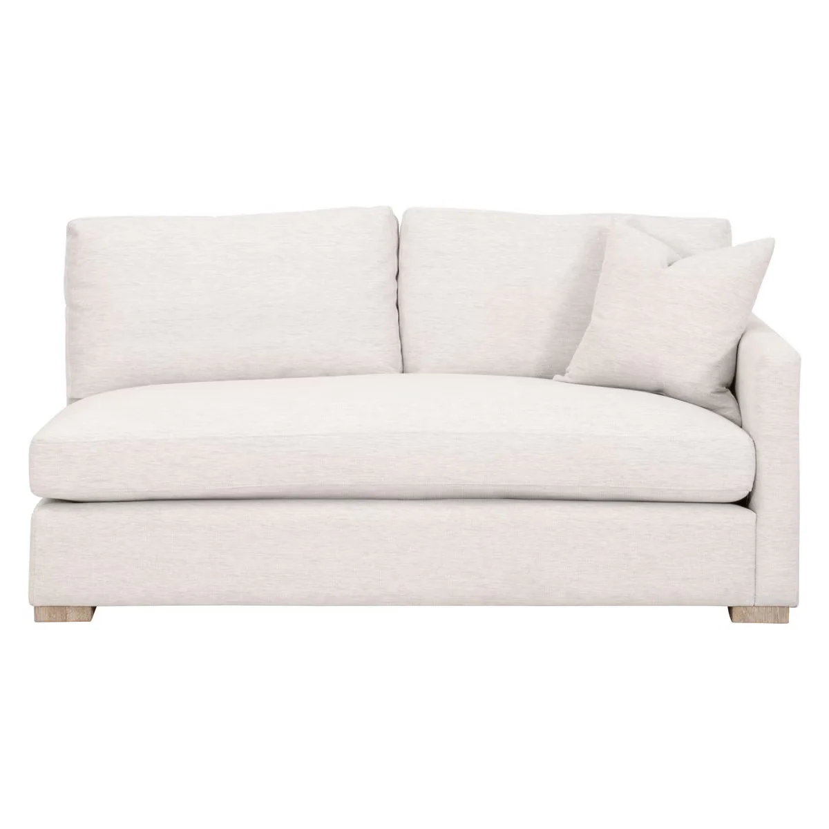 Essentials For Living Clara Modular 2-Seat Right Slim Arm Sofa ~ Performance Stone Basketweave, Natural Gray Oak