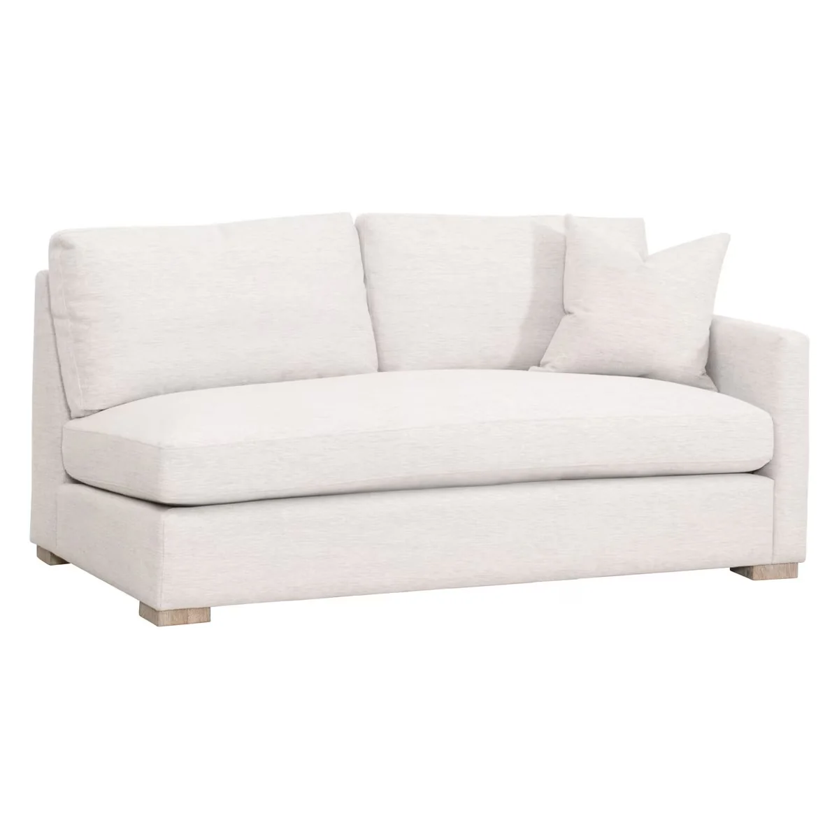 Essentials For Living Clara Modular 2-Seat Right Slim Arm Sofa ~ Performance Stone Basketweave, Natural Gray Oak - Image 2
