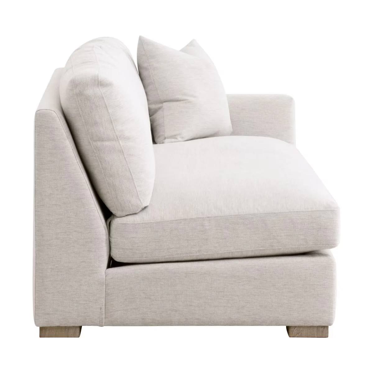 Essentials For Living Clara Modular 2-Seat Right Slim Arm Sofa ~ Performance Stone Basketweave, Natural Gray Oak - Image 4