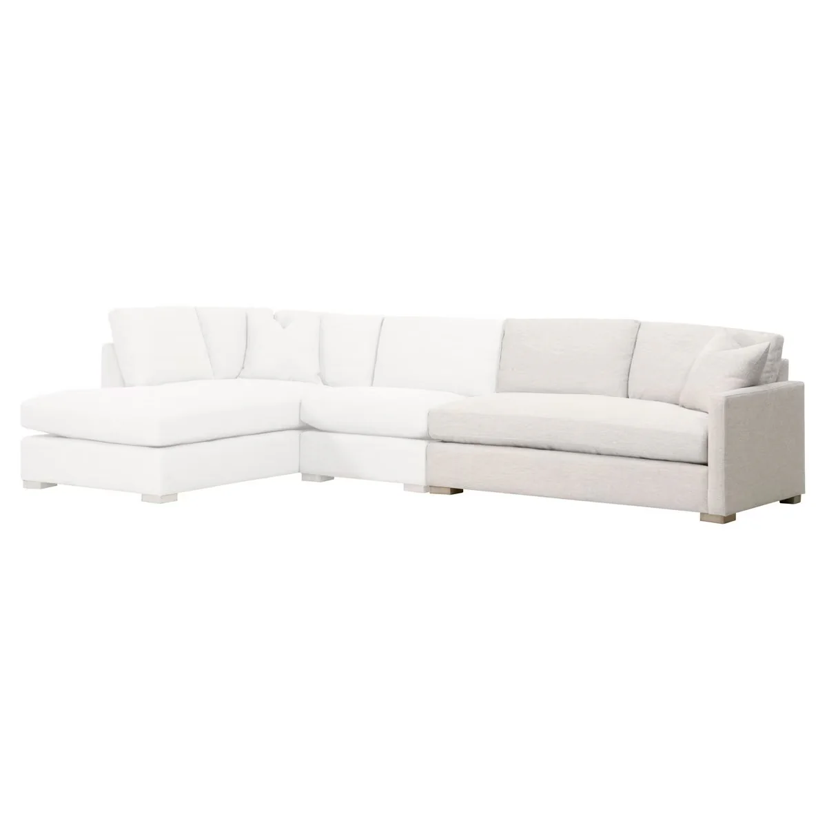 Essentials For Living Clara Modular 2-Seat Right Slim Arm Sofa ~ Performance Stone Basketweave, Natural Gray Oak - Image 6