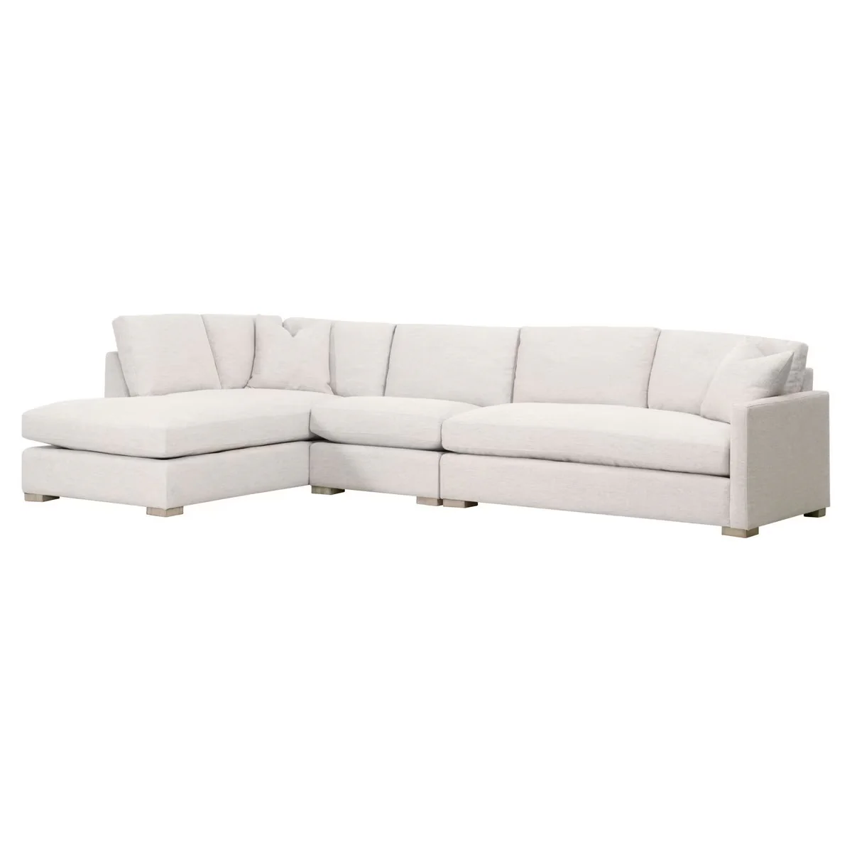 Essentials For Living Clara Modular 2-Seat Right Slim Arm Sofa ~ Performance Stone Basketweave, Natural Gray Oak - Image 7