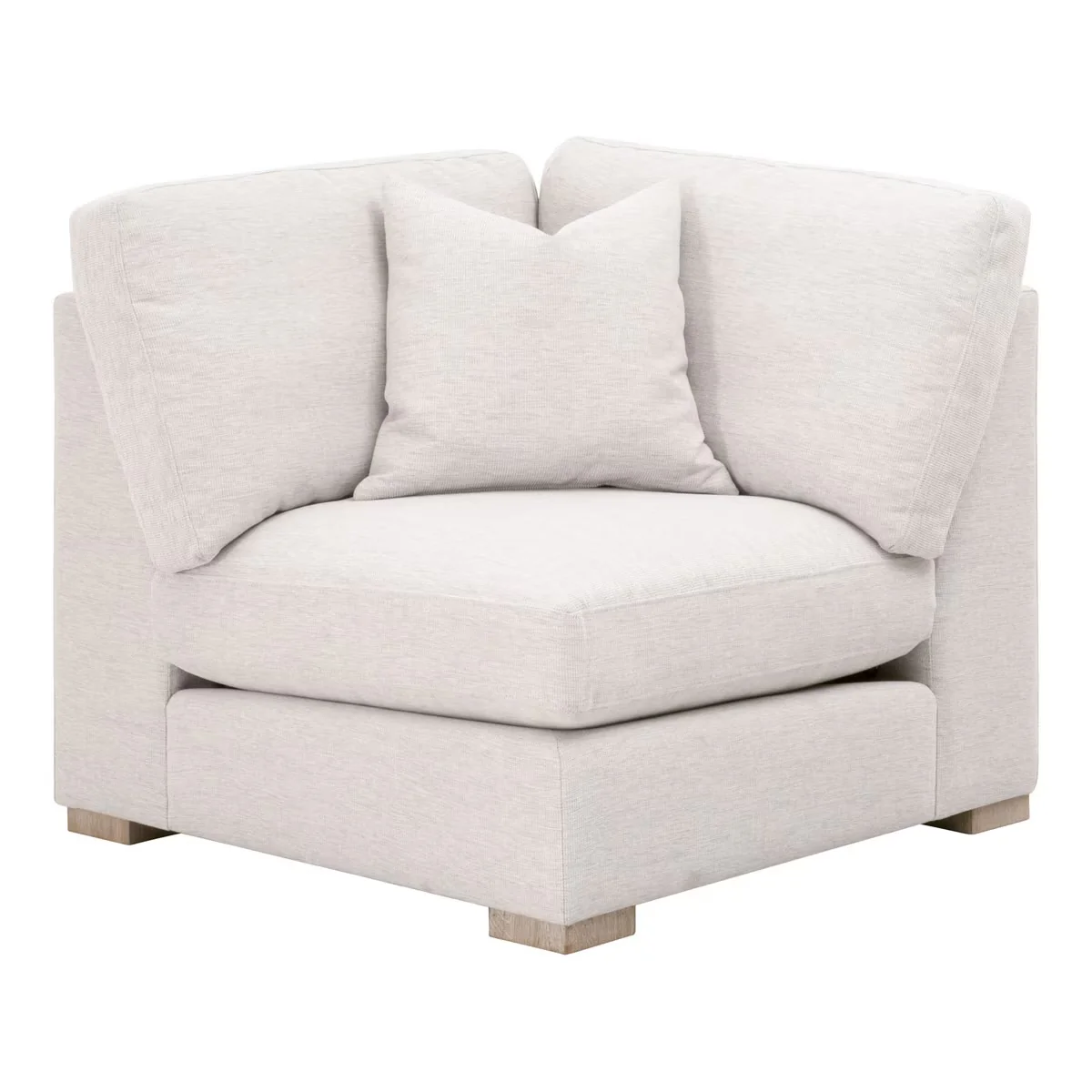 Essentials For Living Clara Modular Corner Chair ~ Performance Stone Basketweave, Natural Gray Oak