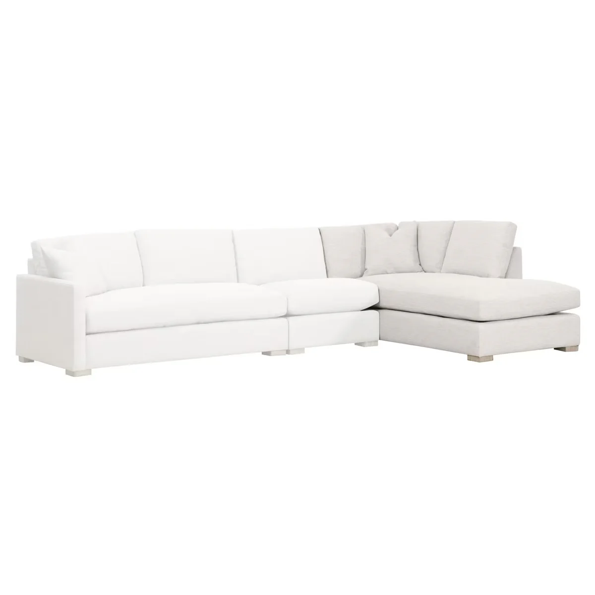 Essentials For Living Clara Modular Right-Facing Chaise ~ Performance Stone Basketweave, Natural Gray Oak - Image 5