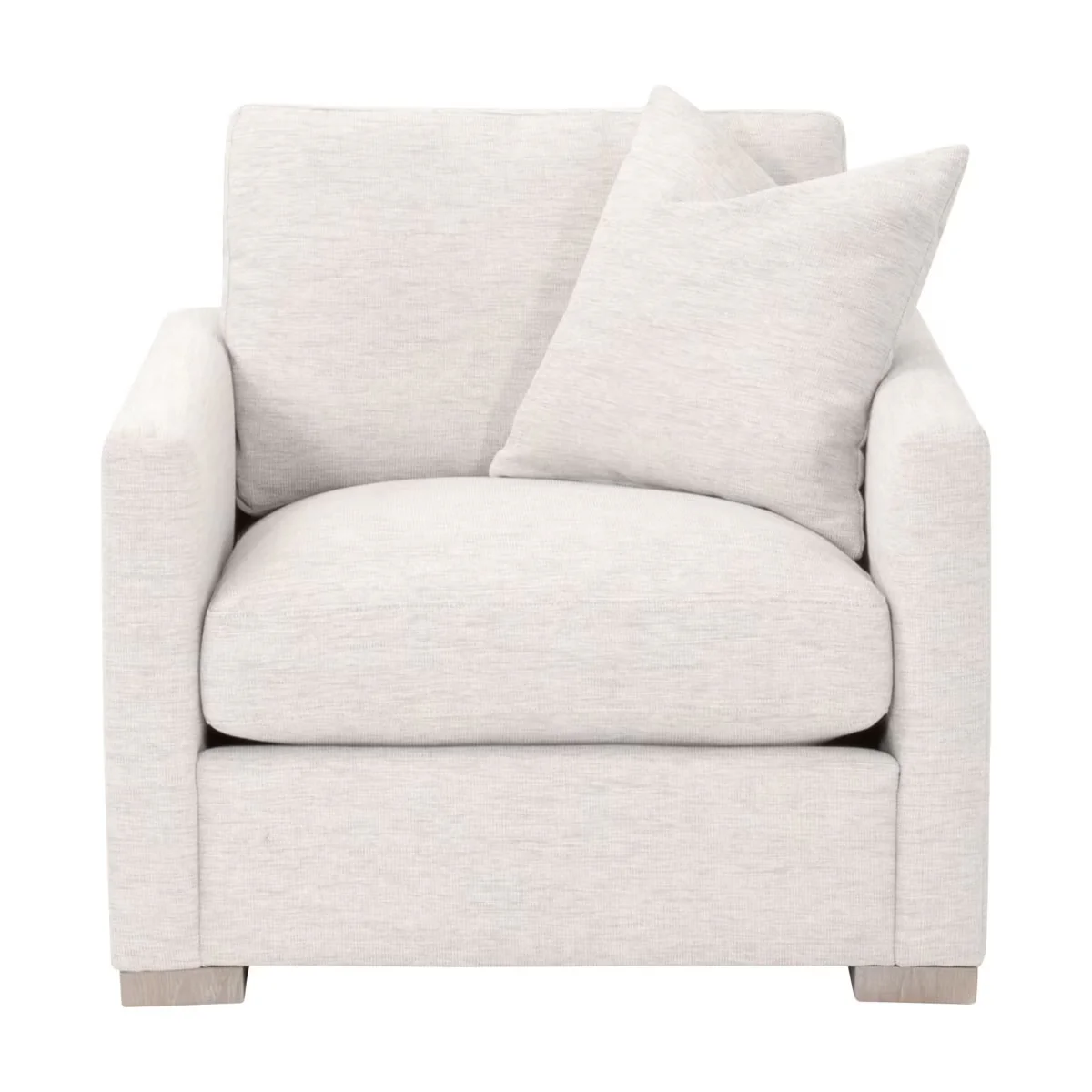 Essentials For Living Clara Slim Arm Sofa Chair~ Performance Stone Basketweave, Natural Gray Oak