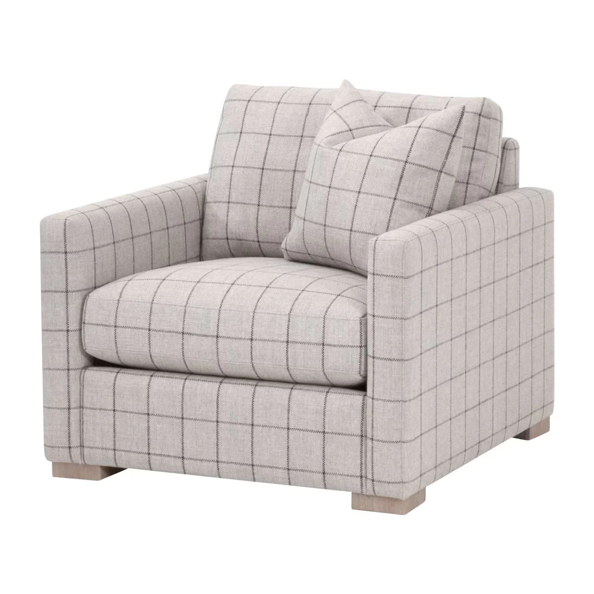 Essentials For Living Clara Slim Arm Sofa Chair~ Performance Windowpane Cement, Natural Gray Oak - Image 2