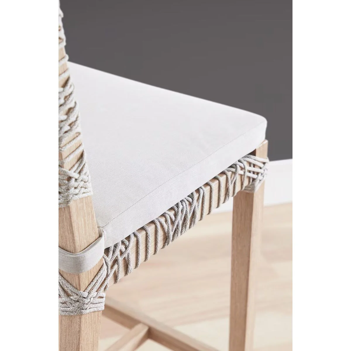 Essentials For Living Costa Counter Stool ~ Taupe & White Flat Rope, Performance Pumice With Natural Gray Mahogany Frame - Image 10