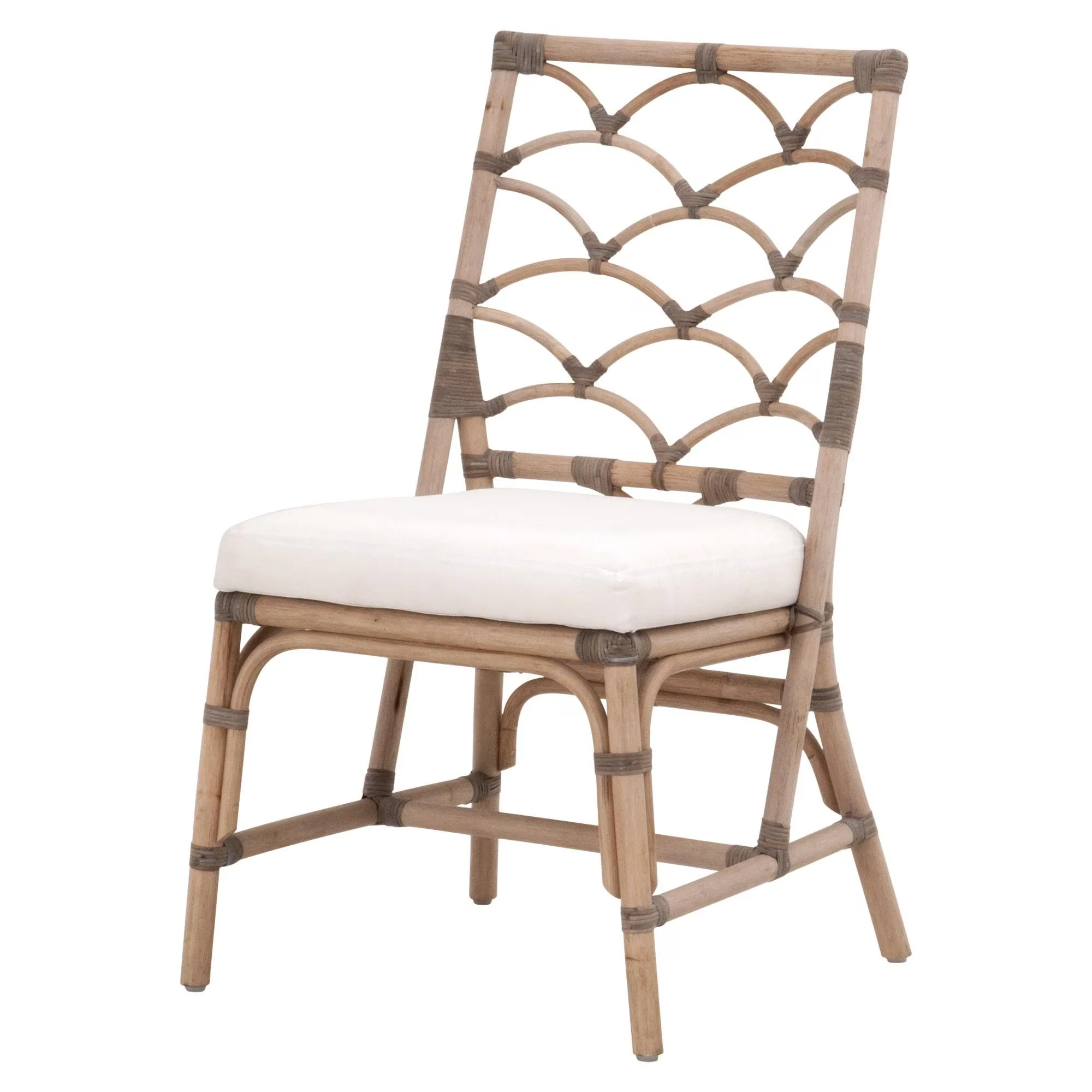 Essentials For Living Crescent Dining Chair ~ Matte Gray Rattan, Blanche, Matte Gray Binding (SET of 2) - Image 14