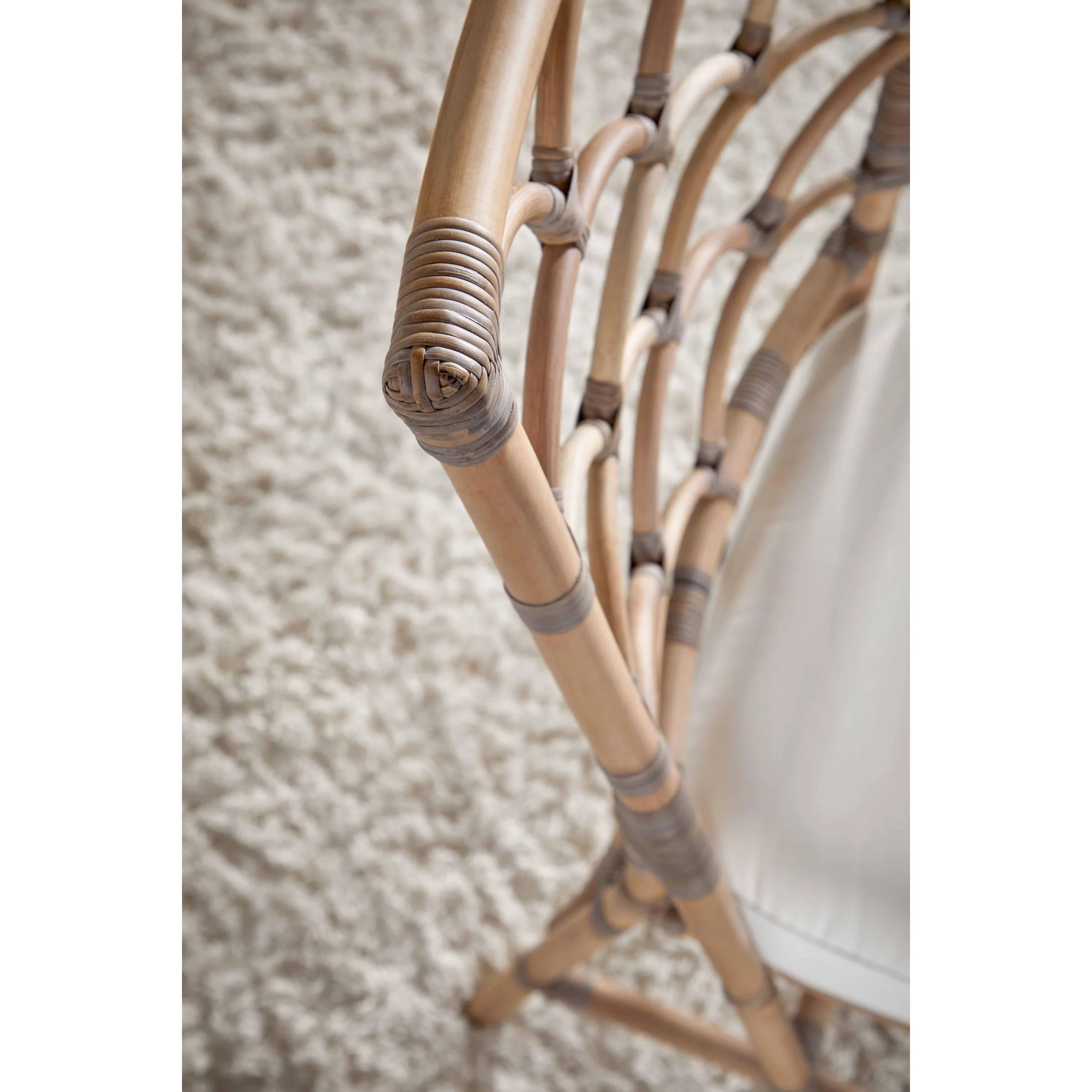 Essentials For Living Crescent Dining Chair ~ Matte Gray Rattan, Blanche, Matte Gray Binding (SET of 2) - Image 4