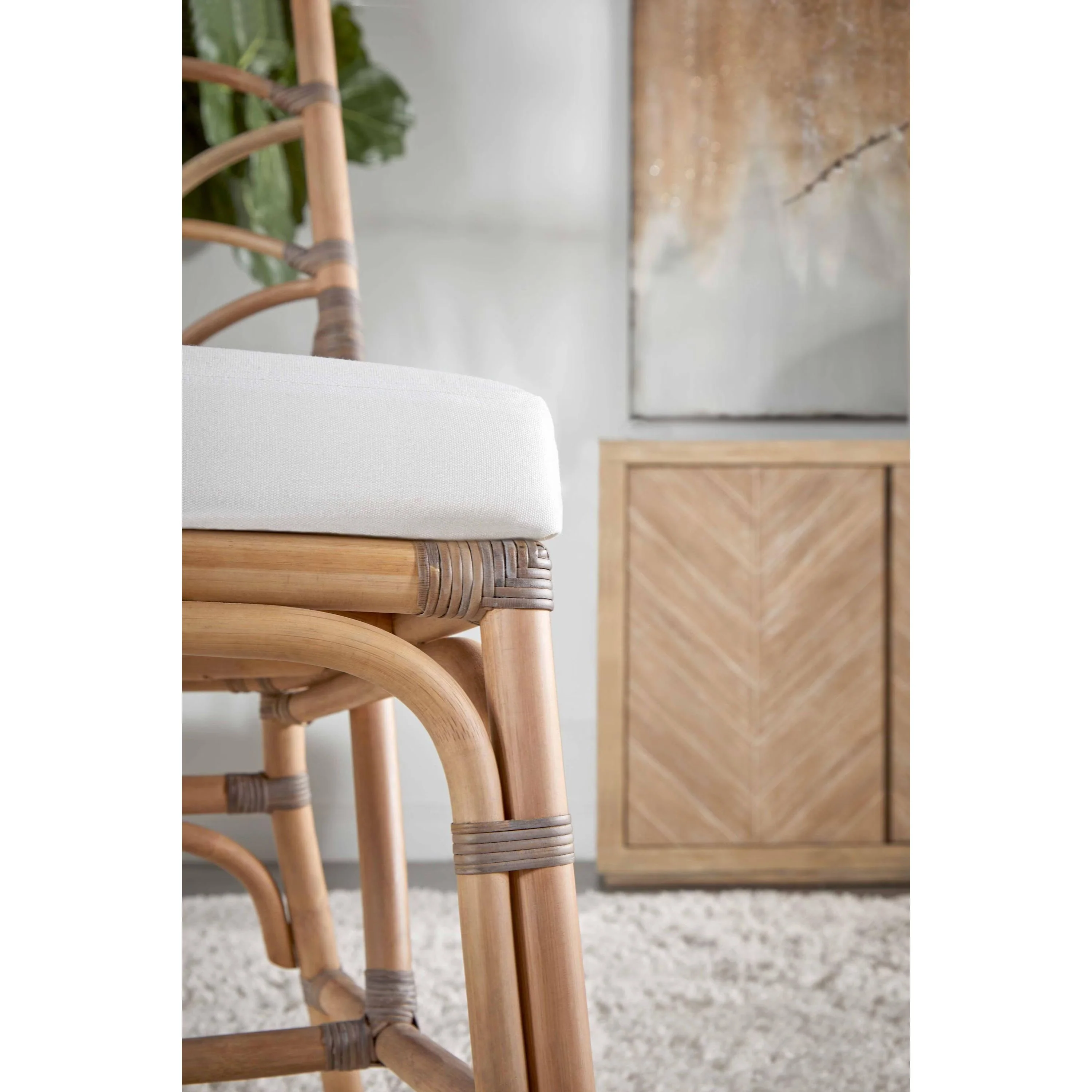 Essentials For Living Crescent Dining Chair ~ Matte Gray Rattan, Blanche, Matte Gray Binding (SET of 2) - Image 5