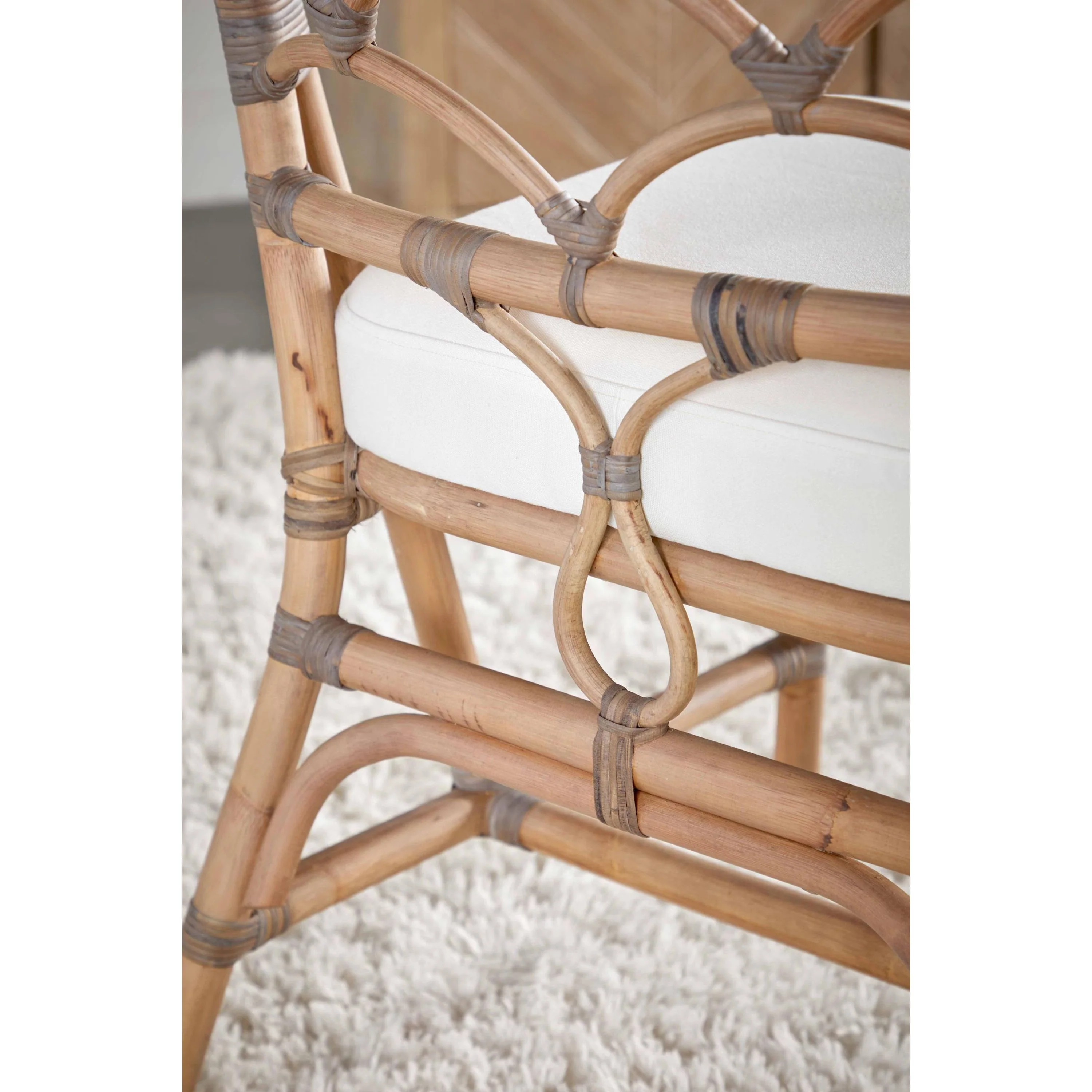 Essentials For Living Crescent Dining Chair ~ Matte Gray Rattan, Blanche, Matte Gray Binding (SET of 2) - Image 6