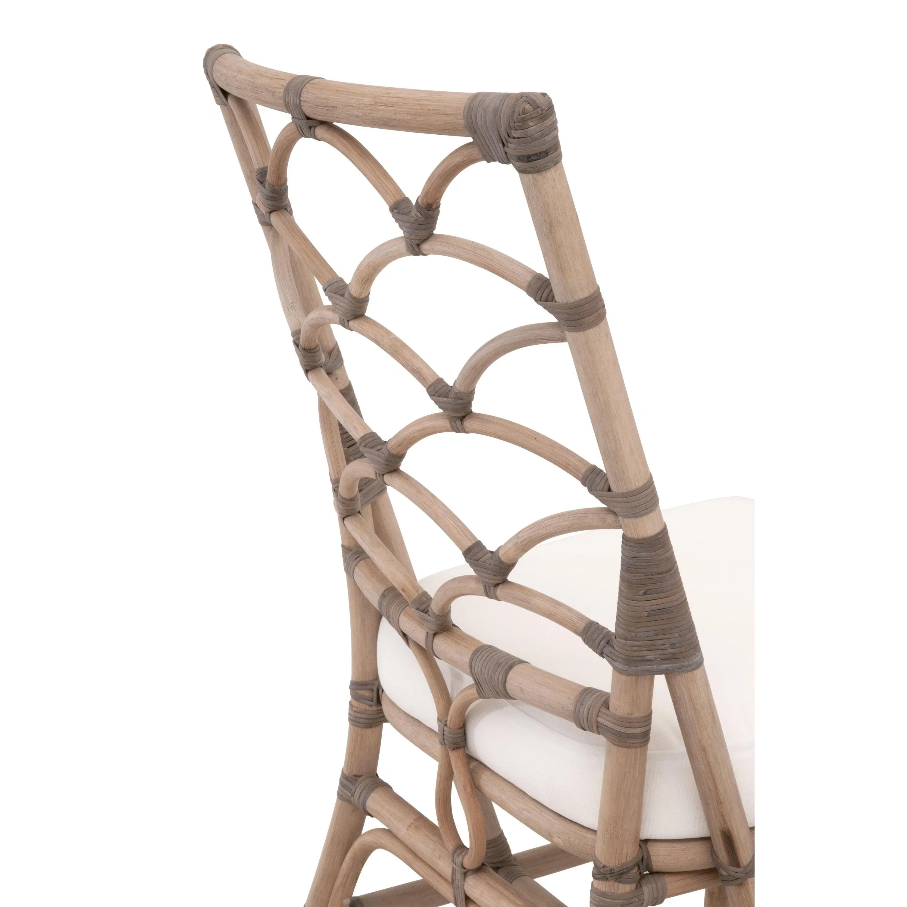 Essentials For Living Crescent Dining Chair ~ Matte Gray Rattan, Blanche, Matte Gray Binding (SET of 2) - Image 8