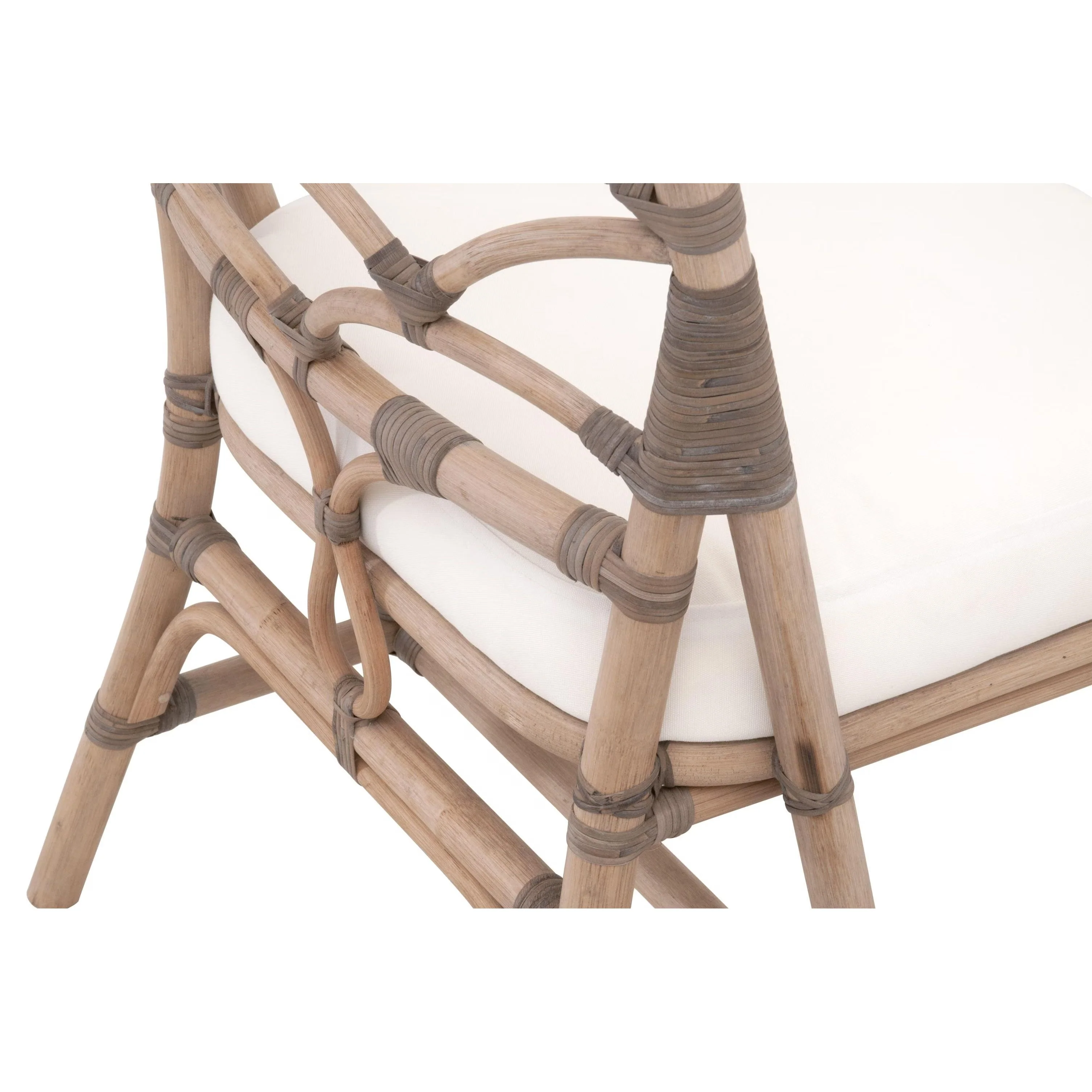Essentials For Living Crescent Dining Chair ~ Matte Gray Rattan, Blanche, Matte Gray Binding (SET of 2) - Image 9