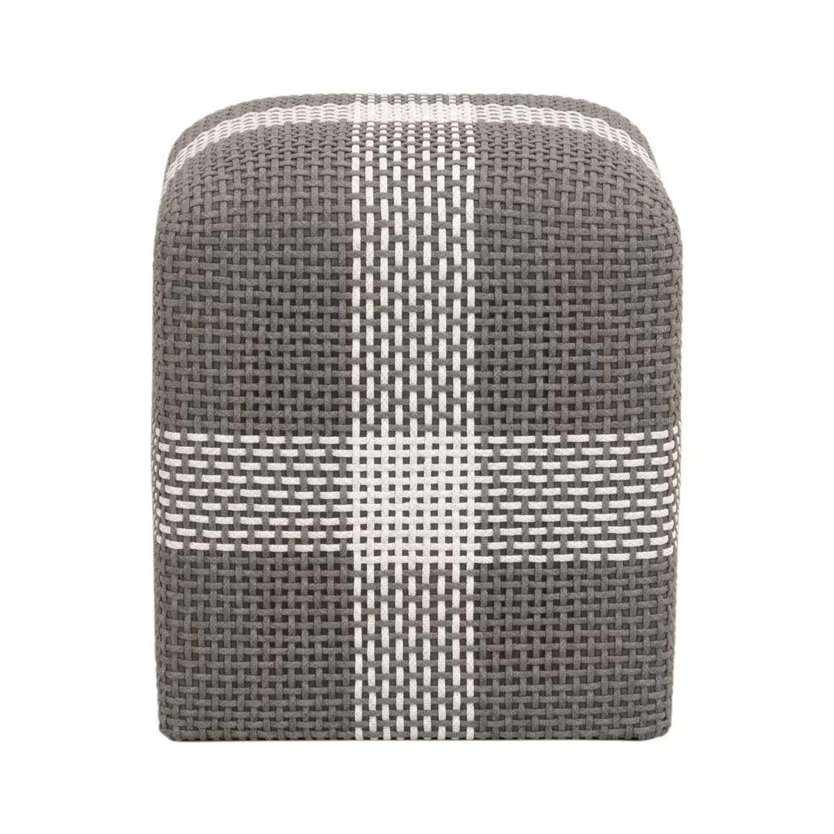 Essentials For Living Cross Accent Cube ~ Dove Flat Rope, White Speckle Stripe - Image 2