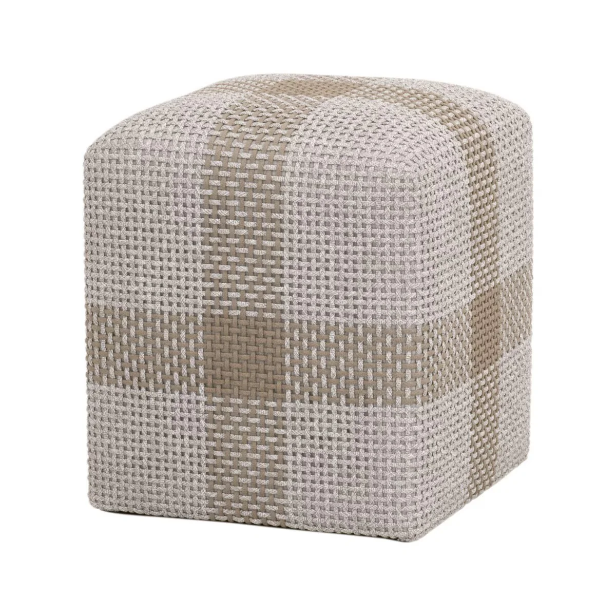 Essentials For Living Cross Accent Cube ~ Taupe & White Flat Rope, Taupe Stripe - Image 3