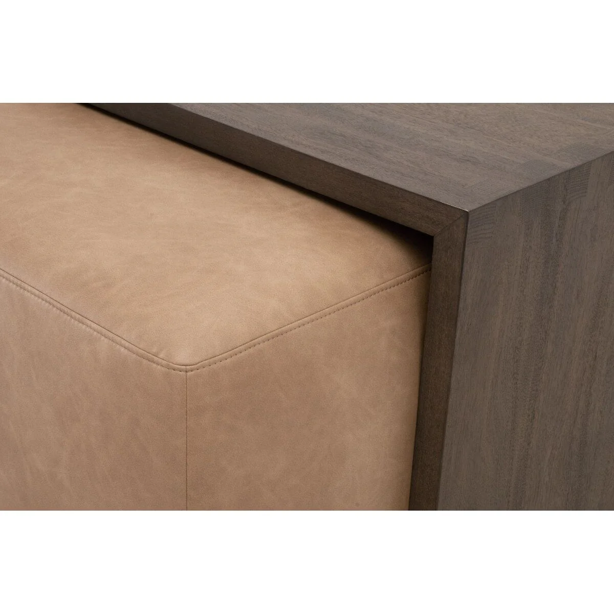 Essentials For Living Dovetail Upholstered Coffee Table ~ Ivanhoe Toast, Burnished Brown Acacia - Image 12