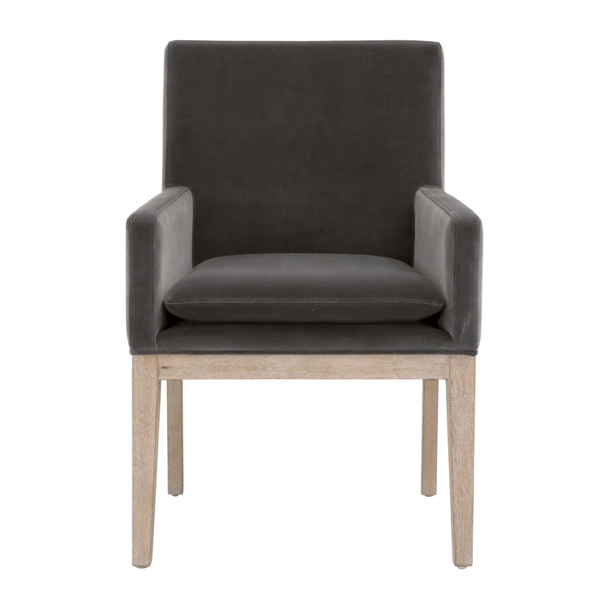Essentials For Living Drake Arm Dining Chair ~ Dark Dove Velvet With Natural Gray Oak Frame