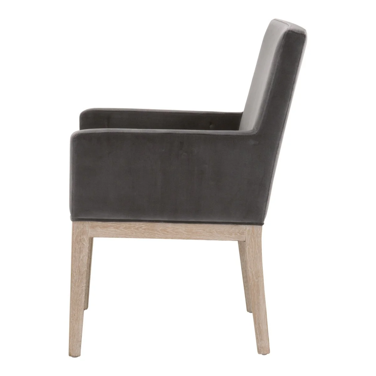Essentials For Living Drake Arm Dining Chair ~ Dark Dove Velvet With Natural Gray Oak Frame - Image 3