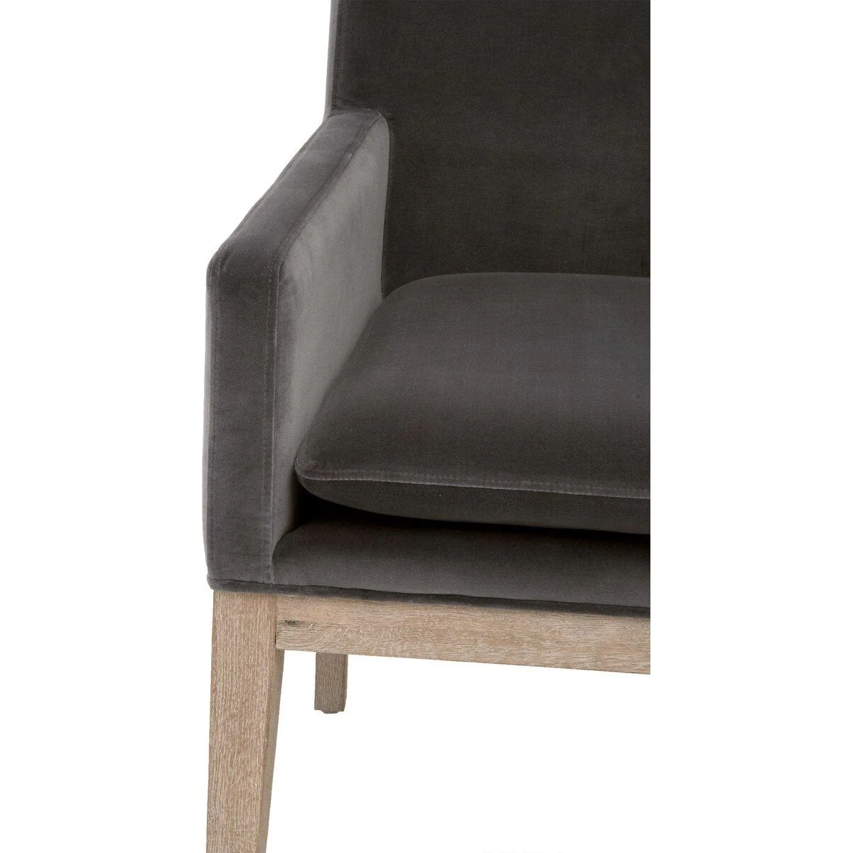 Essentials For Living Drake Arm Dining Chair ~ Dark Dove Velvet With Natural Gray Oak Frame - Image 6
