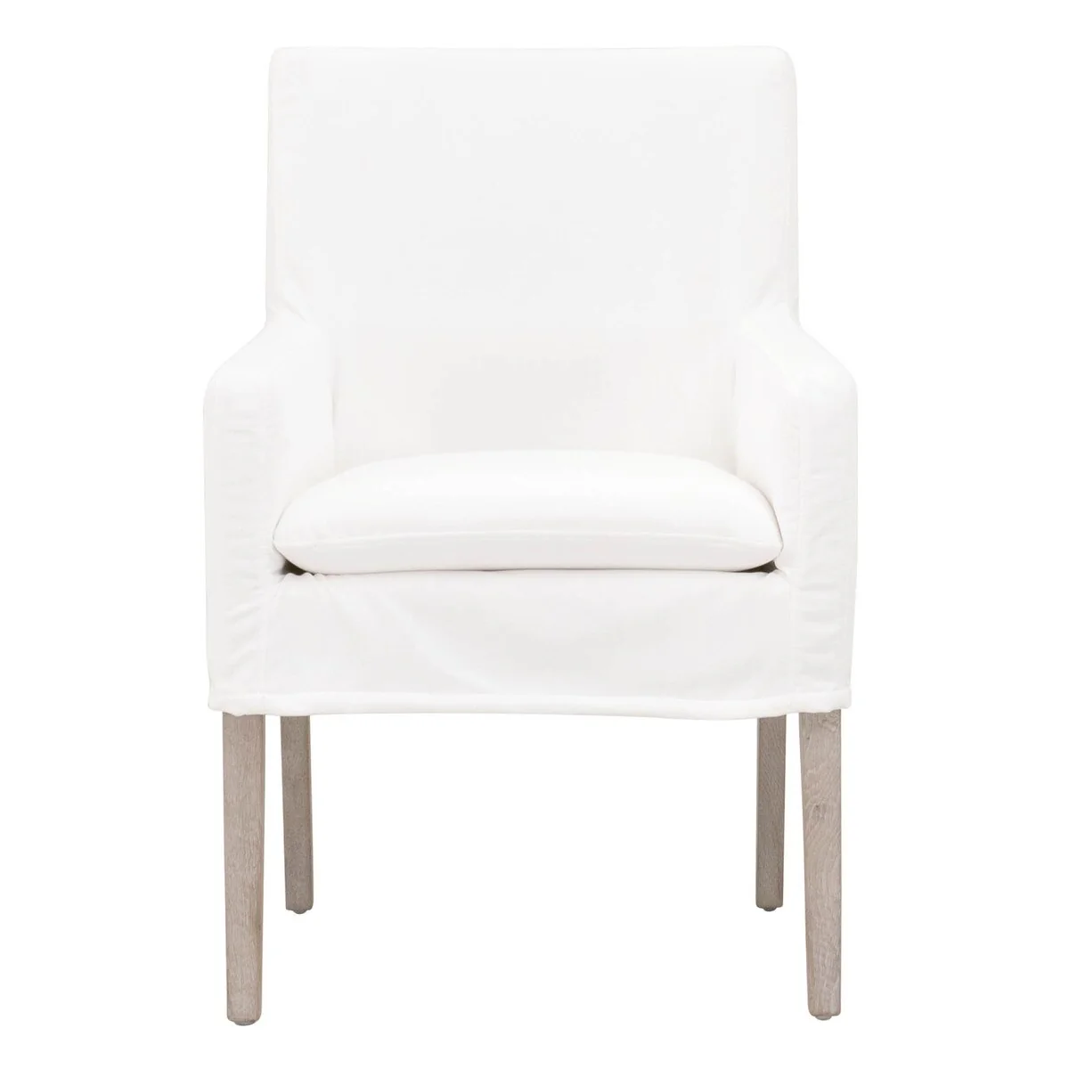Essentials For Living Drake Slipcover Arm Dining Chair ~ LiveSmart Peyton-Pearl With Natural Gray Oak Frame