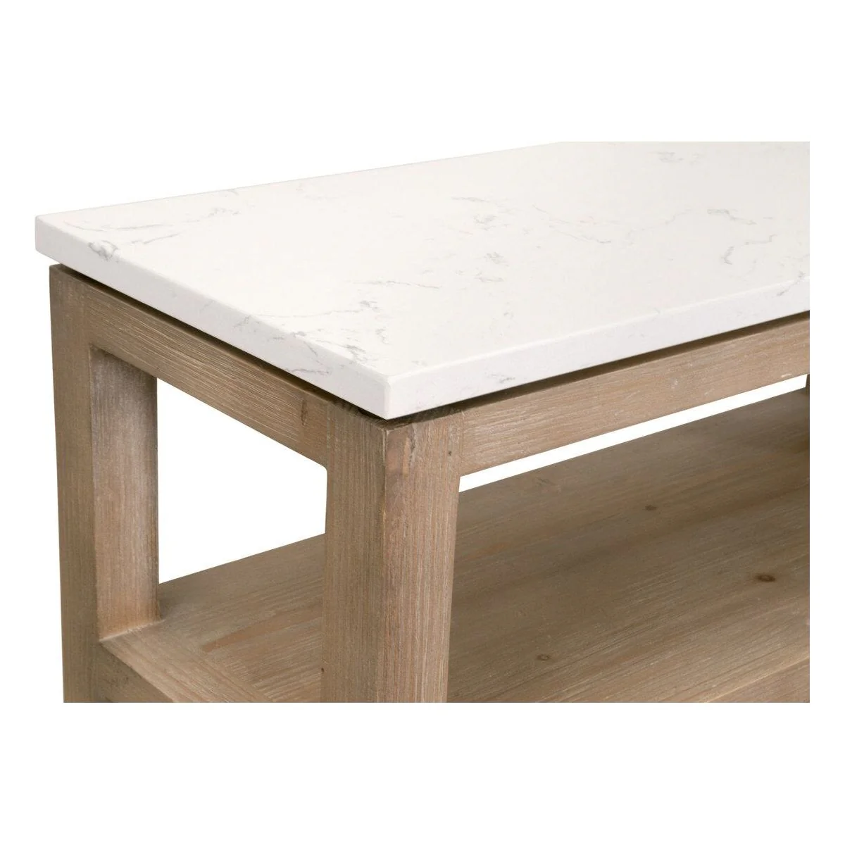 Essentials For Living Emerie Narrow Console Table ~ Smoke Gray Pine, White Quartz - Image 3