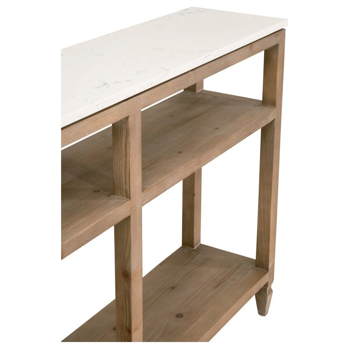 Essentials For Living Emerie Narrow Console Table ~ Smoke Gray Pine, White Quartz - Image 5