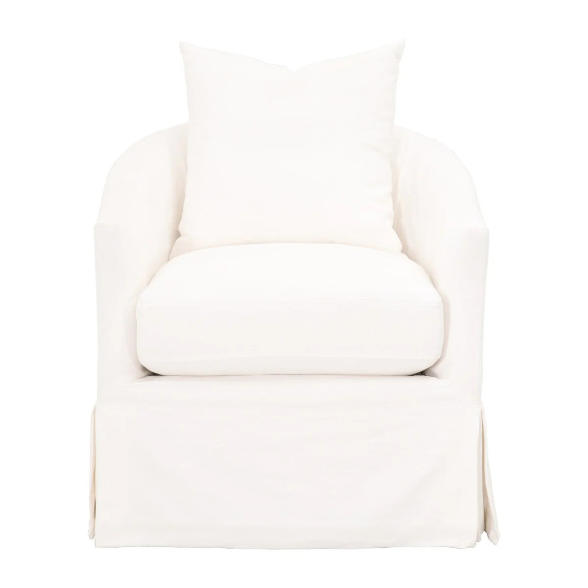 Essentials For Living Faye Slipcover Swivel Club Chair ~ Cream Crepe