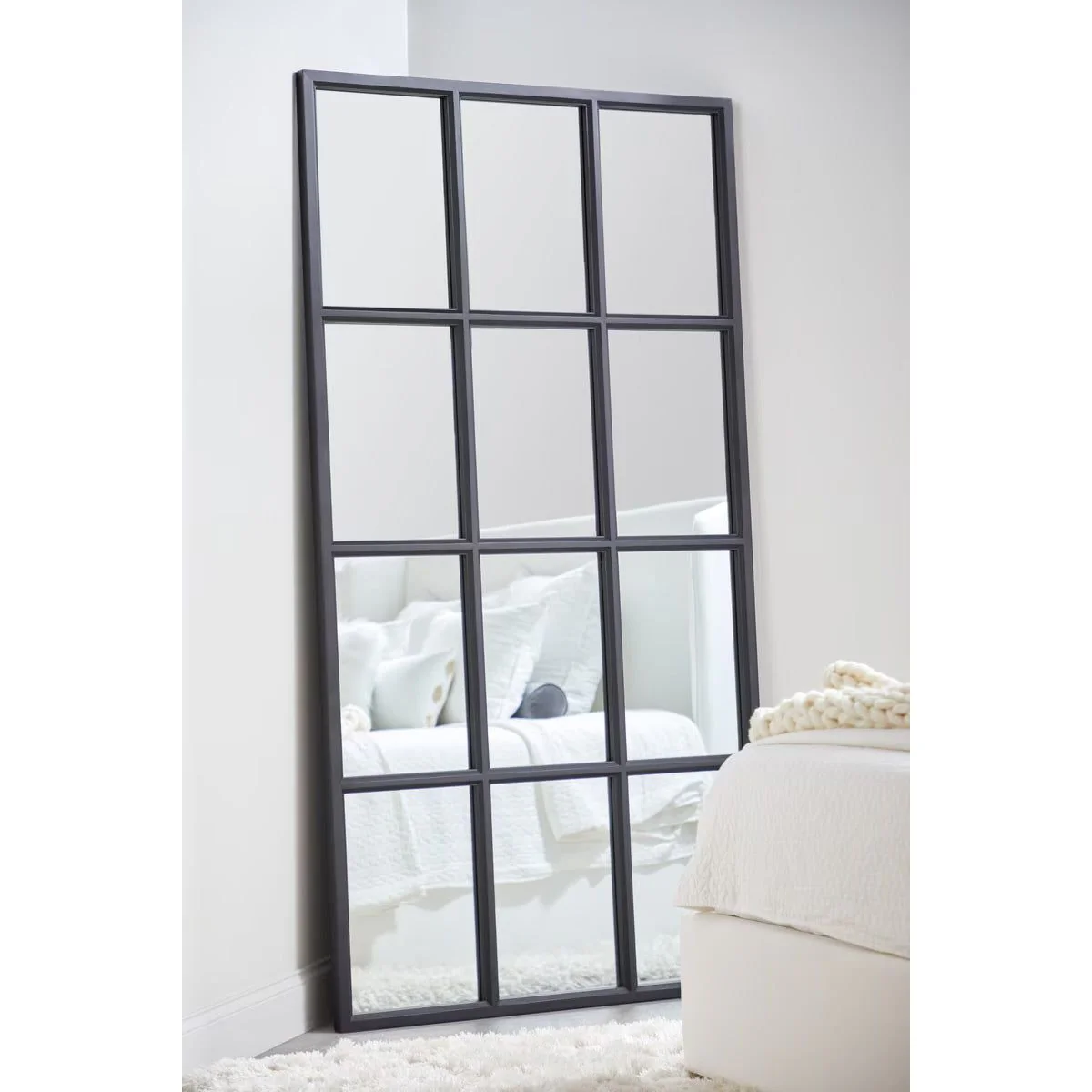 Essentials For Living Grid Mirror ~ Matte Black Oak - Image 4