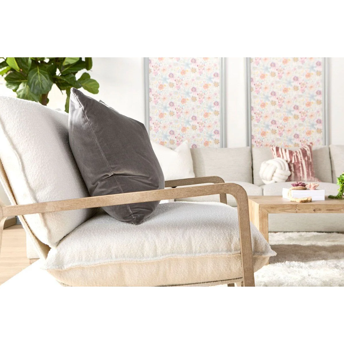 Essentials For Living Hamlin Club Chair ~ LiveSmart Boucle-Snow, Natural Gray Oak - Image 10