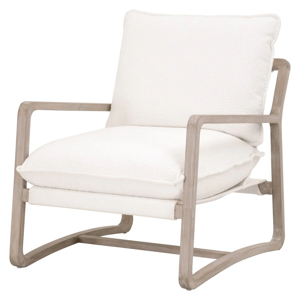 Essentials For Living Hamlin Club Chair ~ LiveSmart Boucle-Snow, Natural Gray Oak - Image 2