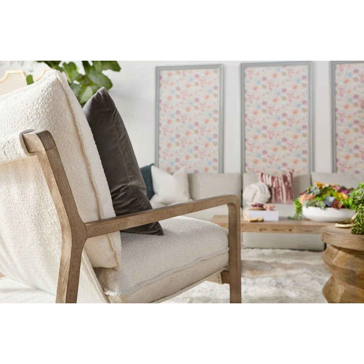 Essentials For Living Hamlin Club Chair ~ LiveSmart Boucle-Snow, Natural Gray Oak - Image 9