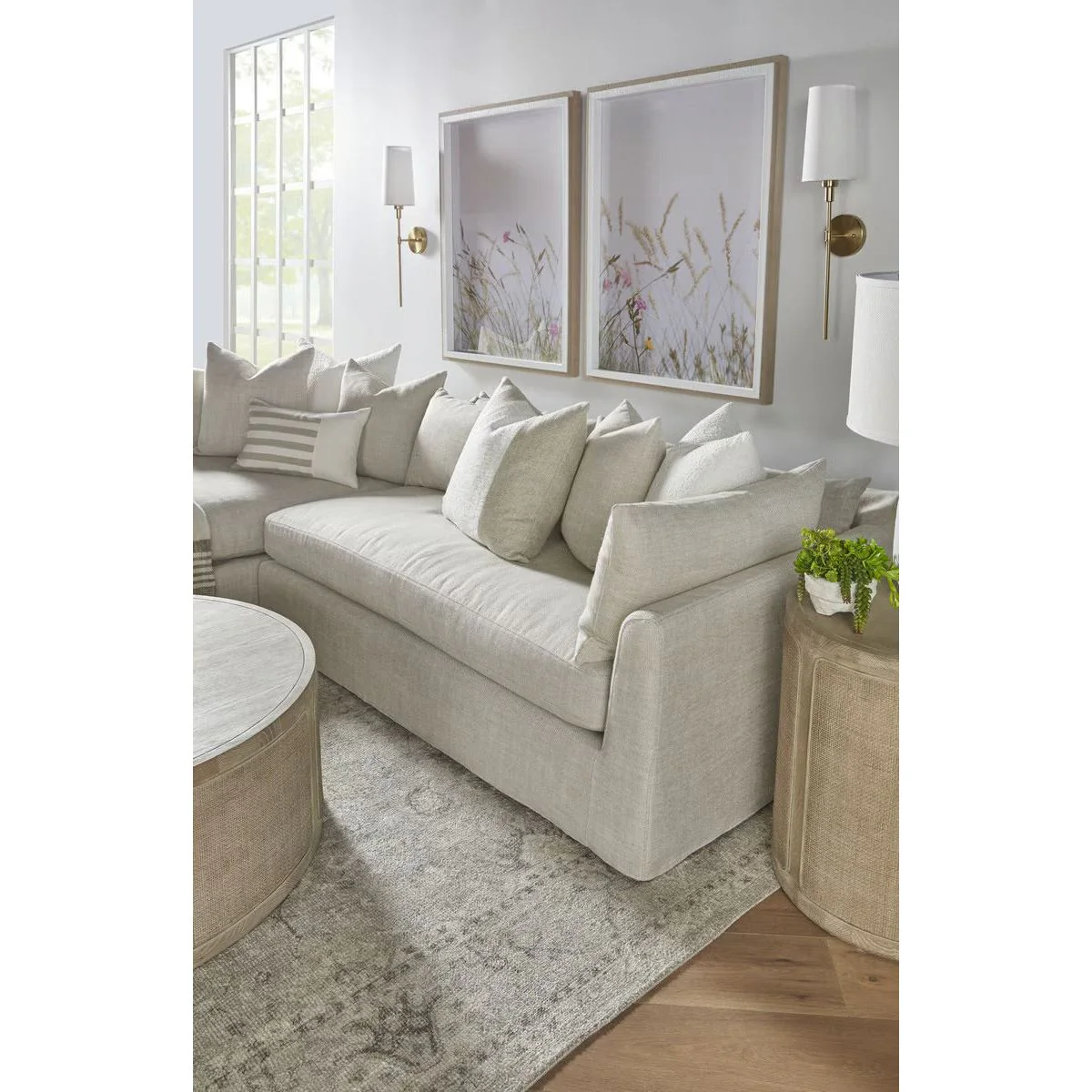 Essentials For Living Haven 110” Lounge Slipcovered LF Sectional ~ Bisque - Image 5