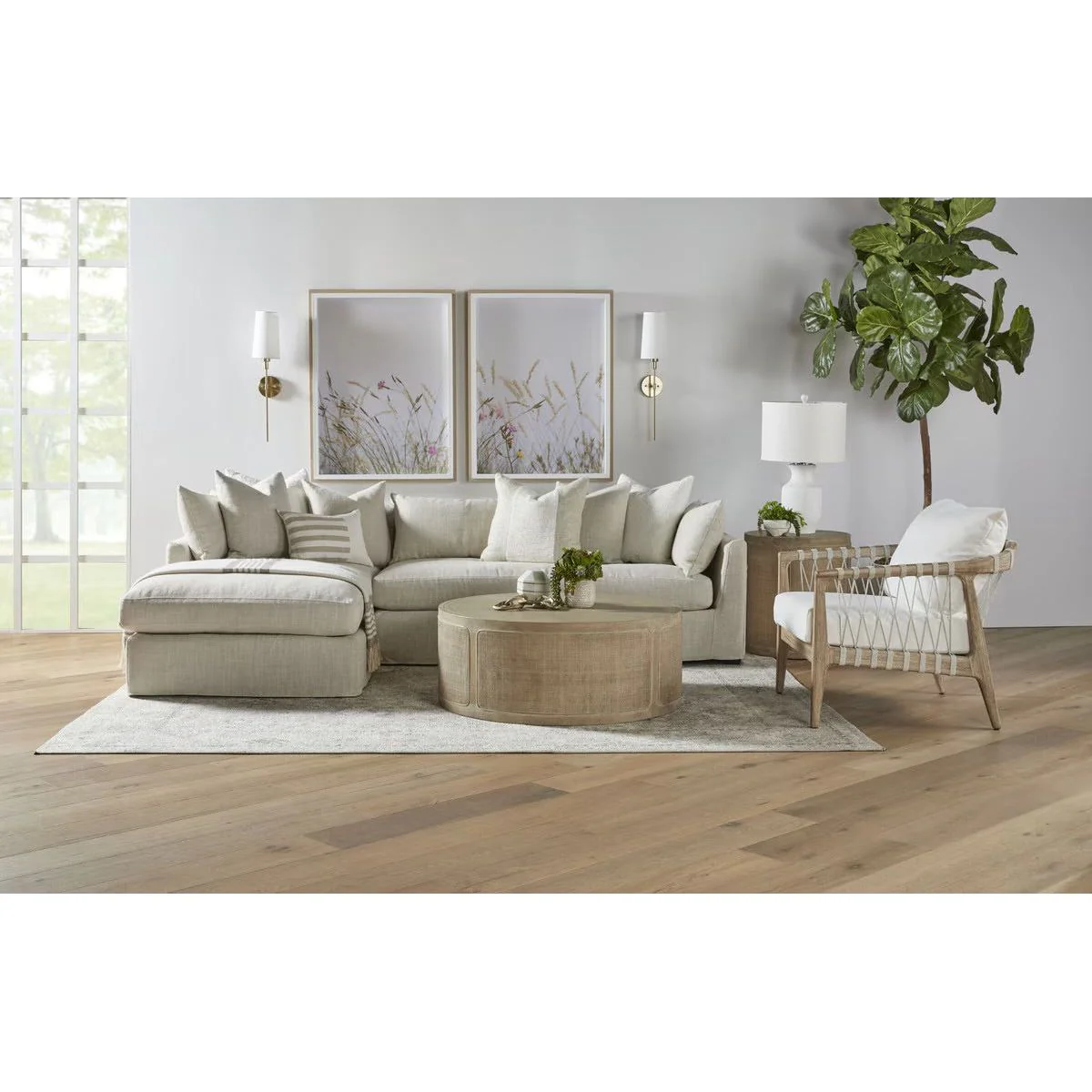 Essentials For Living Haven 110” Lounge Slipcovered LF Sectional ~ Bisque - Image 6