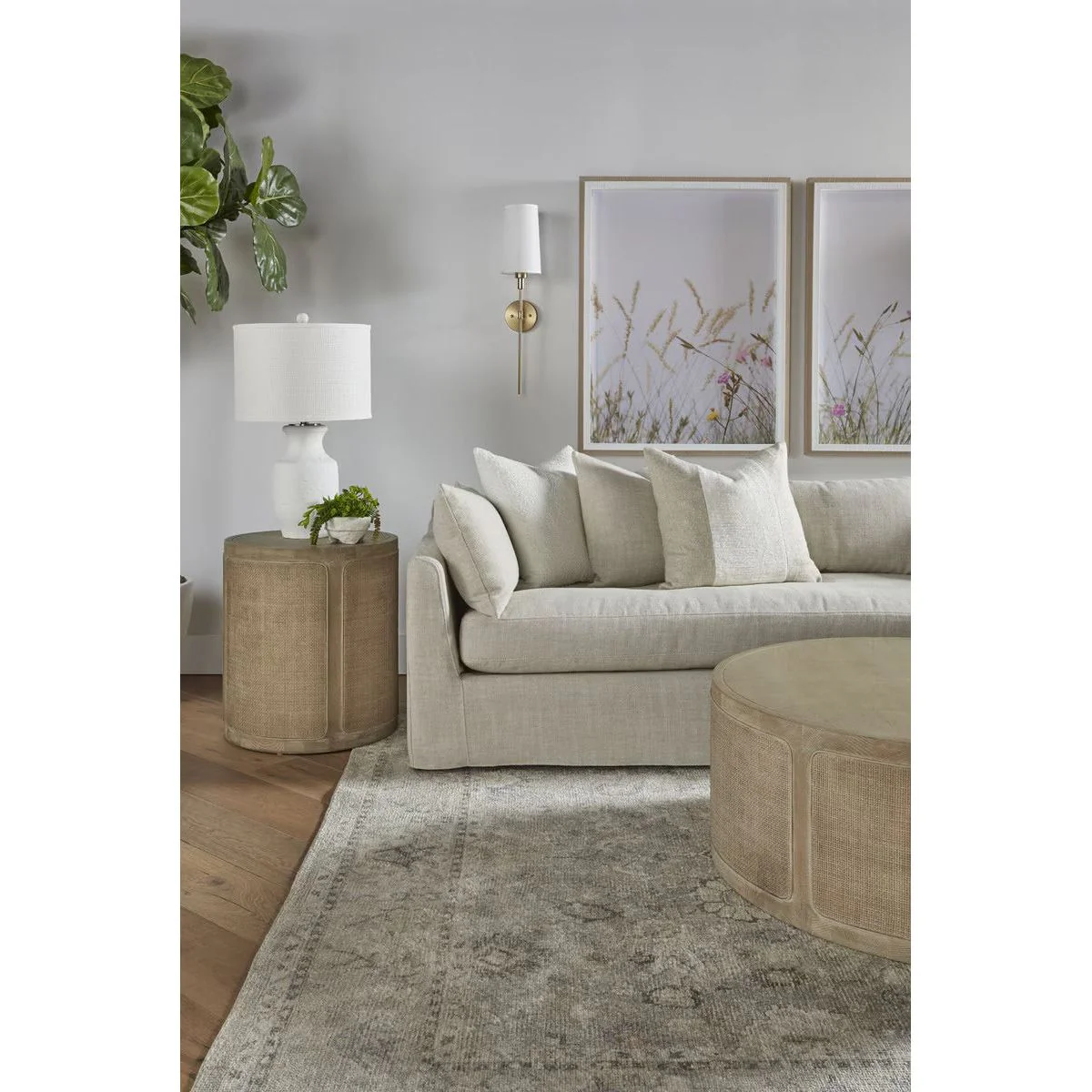 Essentials For Living Haven 110” Lounge Slipcovered RF Sectional ~ Bisque - Image 5
