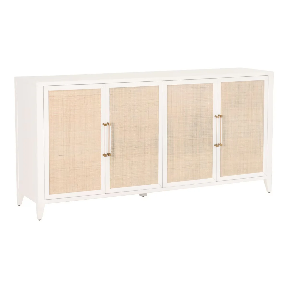 Essentials For Living Holland Matte White With Natural Rattan Media Sideboard - Image 2