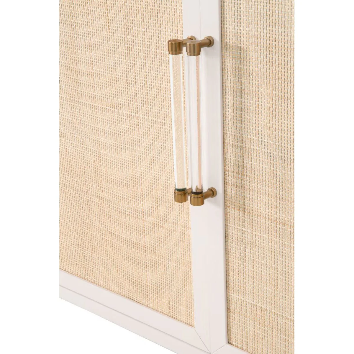 Essentials For Living Holland Matte White With Natural Rattan Media Sideboard - Image 3