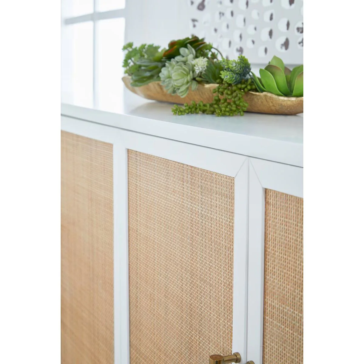 Essentials For Living Holland Matte White With Natural Rattan Media Sideboard - Image 7